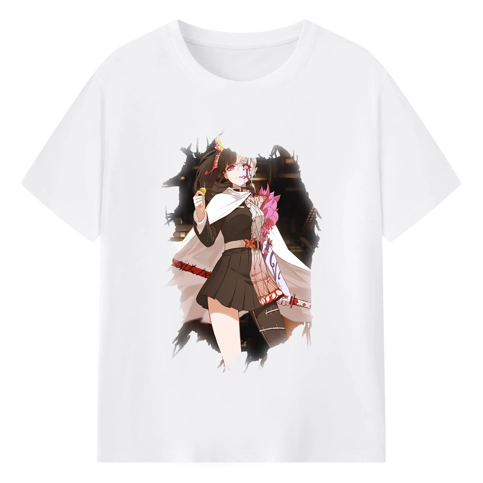 鬼滅の刃 グッズ,栗花落 カナヲ - 綿100％ 半袖Tシャツ ・ フロントプリント ・ 快適 通気性 ・ 日常使い 散歩 スポーツ用