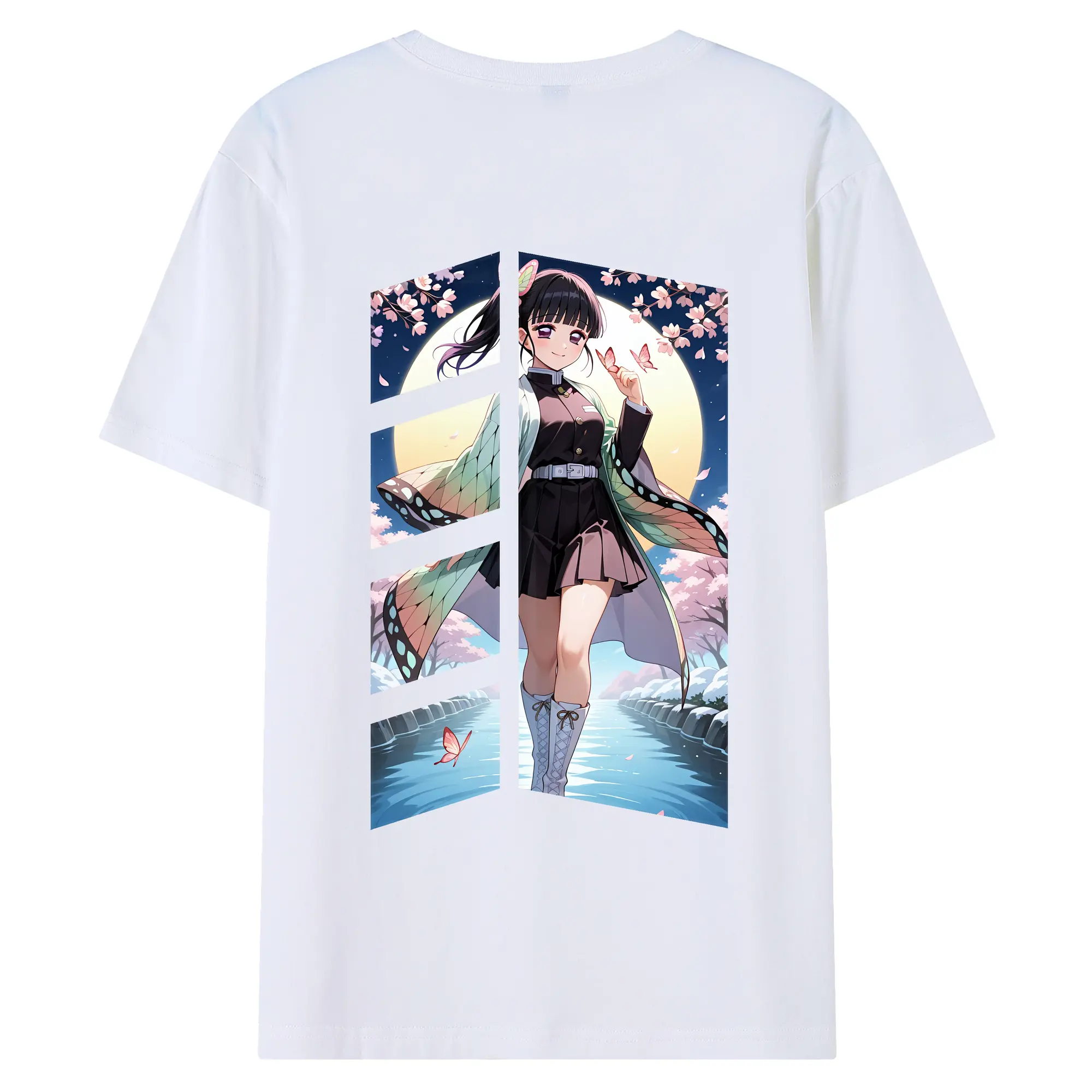 鬼滅の刃 グッズ,栗花落 カナヲ - 綿100％ 半袖Tシャツ ・ バックプリント ・ 快適 通気性 ・ 日常使い 散歩 スポーツ用