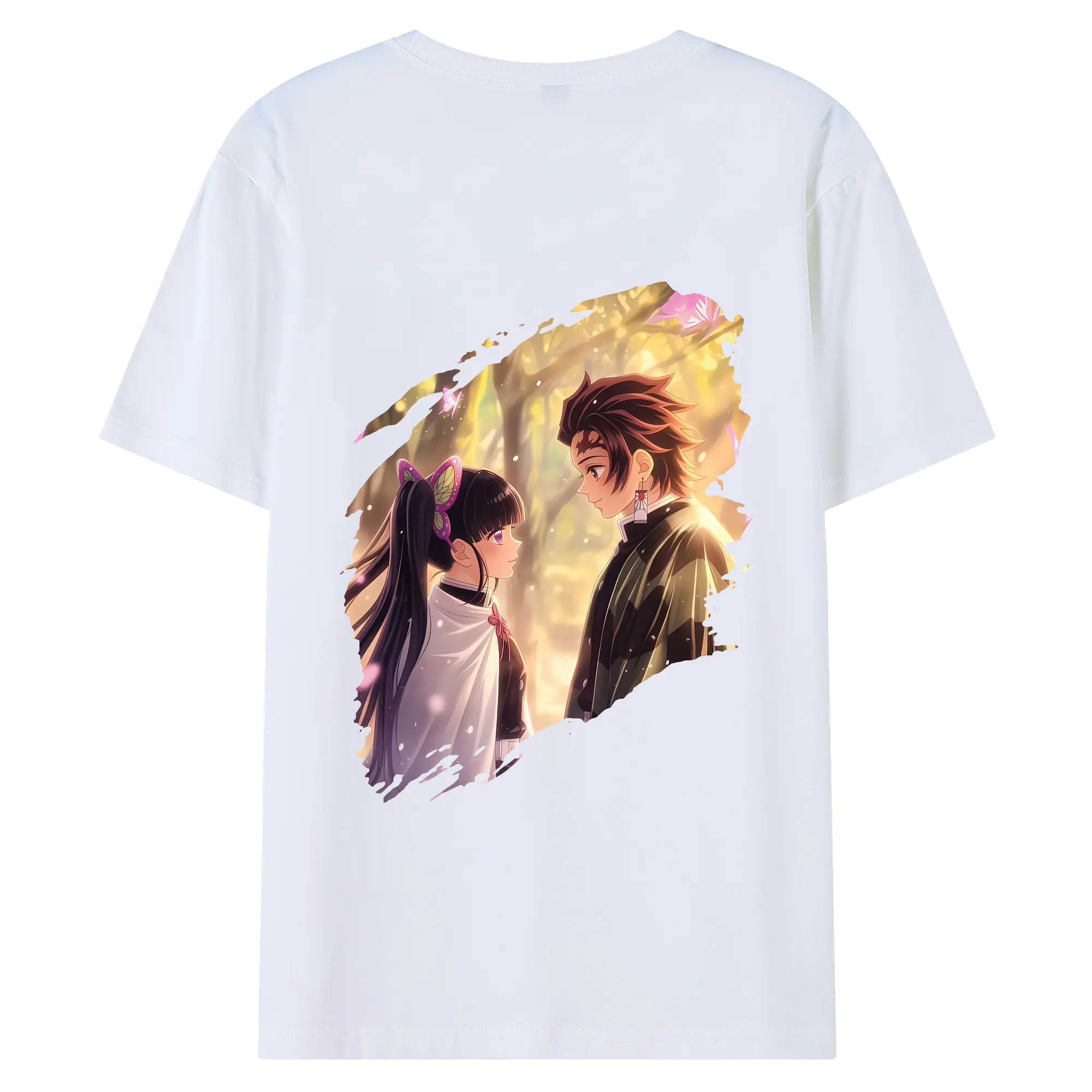 鬼滅の刃 グッズ,栗花落 カナヲ - 綿100％ 半袖Tシャツ ・ バックプリント ・ 快適 通気性 ・ 日常使い 散歩 スポーツ用