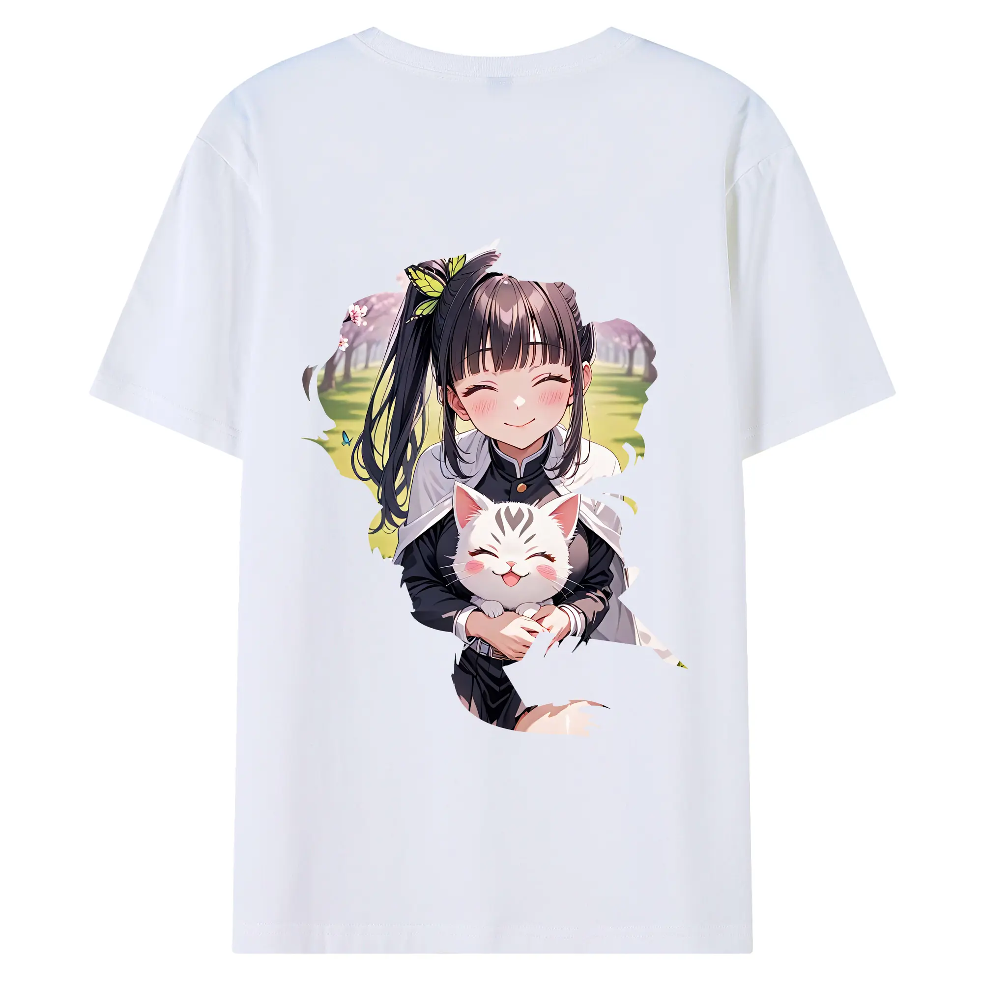 鬼滅の刃 グッズ,栗花落 カナヲ - 綿100％ 半袖Tシャツ ・ バックプリント ・ 快適 通気性 ・ 日常使い 散歩 スポーツ用