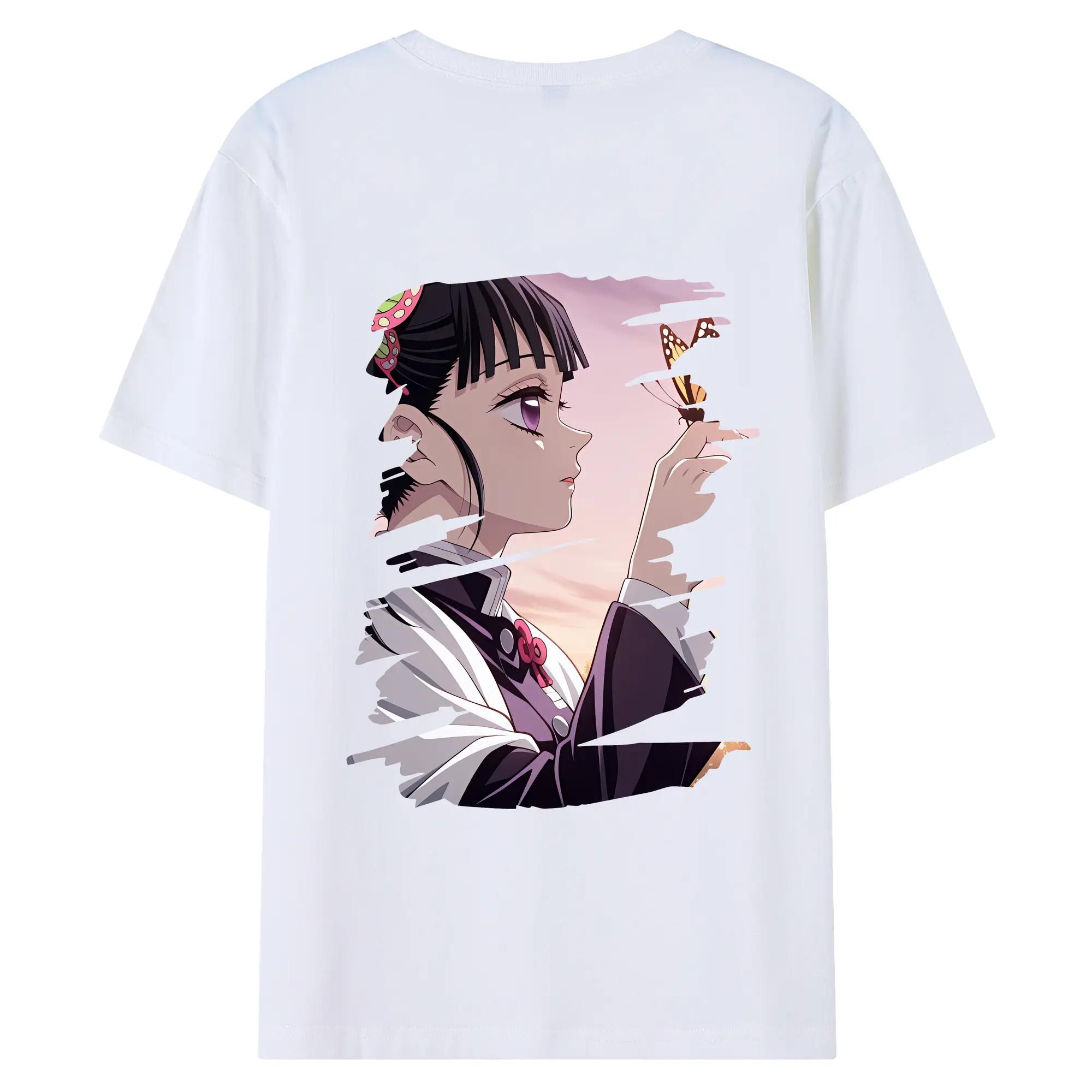 鬼滅の刃 グッズ,栗花落 カナヲ - 綿100％ 半袖Tシャツ ・ バックプリント ・ 快適 通気性 ・ 日常使い 散歩 スポーツ用