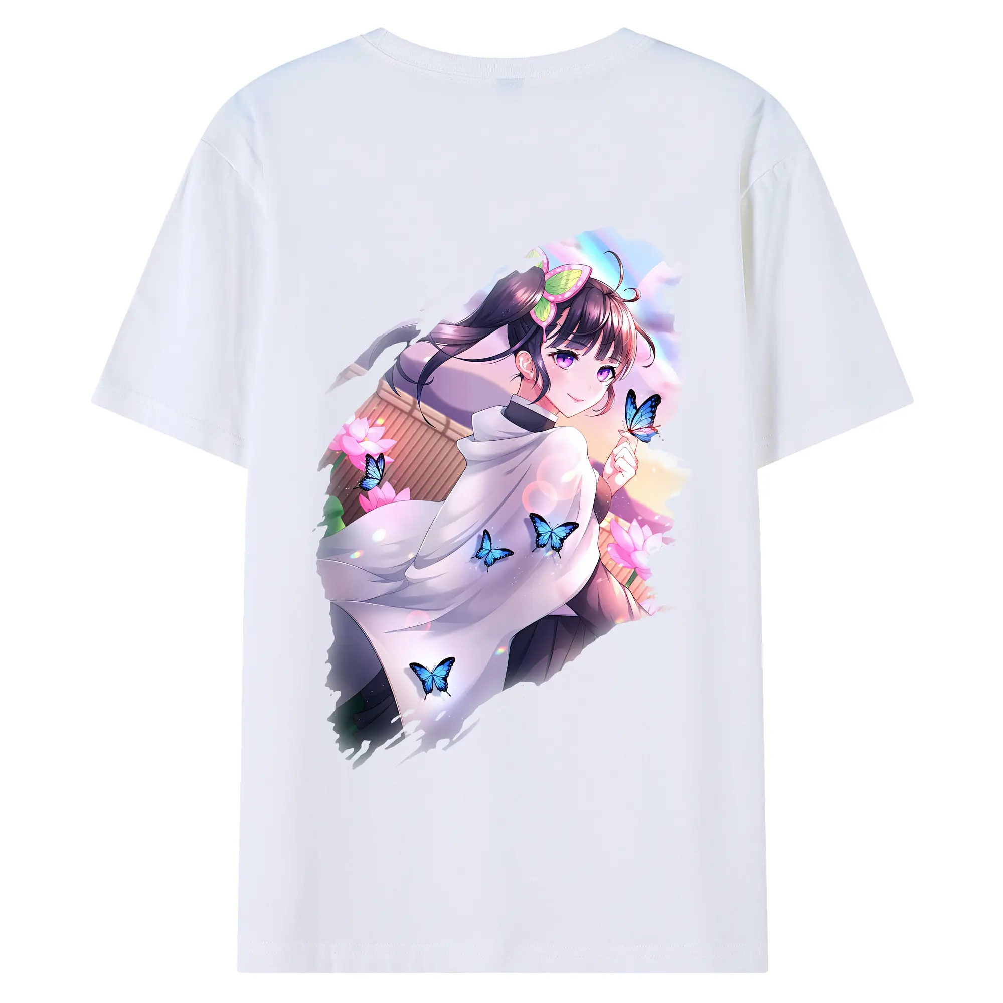 鬼滅の刃 グッズ,栗花落 カナヲ - 綿100％ 半袖Tシャツ ・ バックプリント ・ 快適 通気性 ・ 日常使い 散歩 スポーツ用