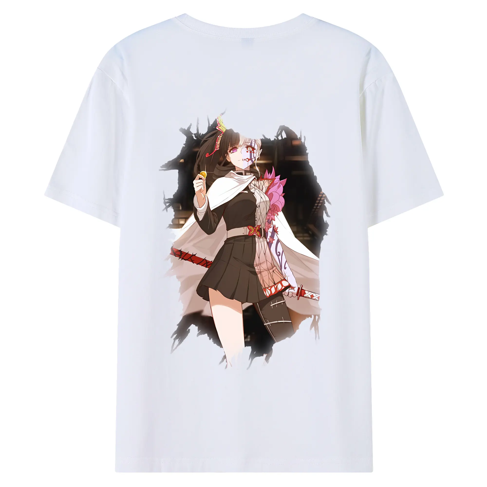 鬼滅の刃 グッズ,栗花落 カナヲ - 綿100％ 半袖Tシャツ ・ バックプリント ・ 快適 通気性 ・ 日常使い 散歩 スポーツ用