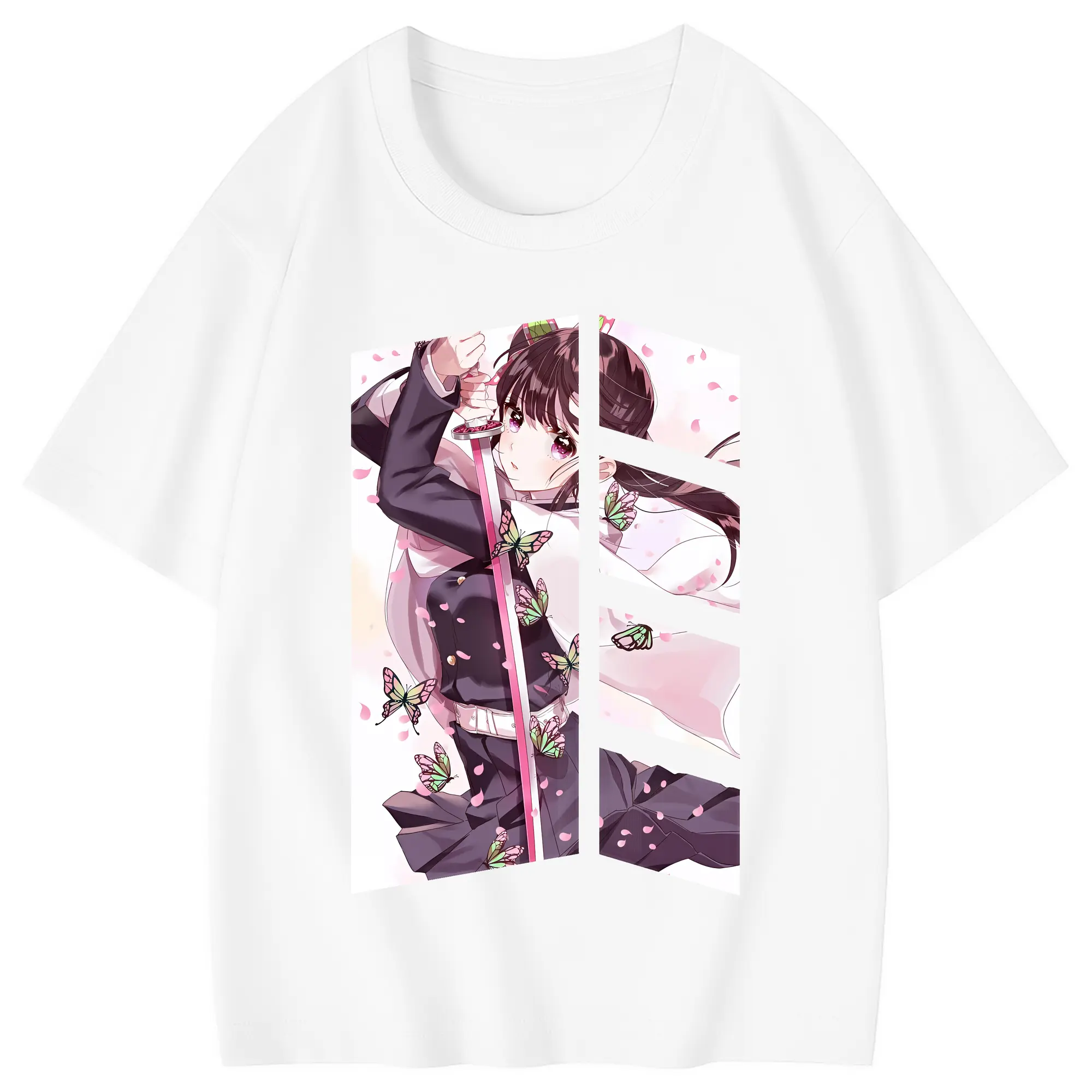 鬼滅の刃 グッズ,栗花落 カナヲ - 綿100％ キッズTシャツ ・ フロントプリント ・ 快適 通気性 ・ スポーツ カジュアル 散歩用