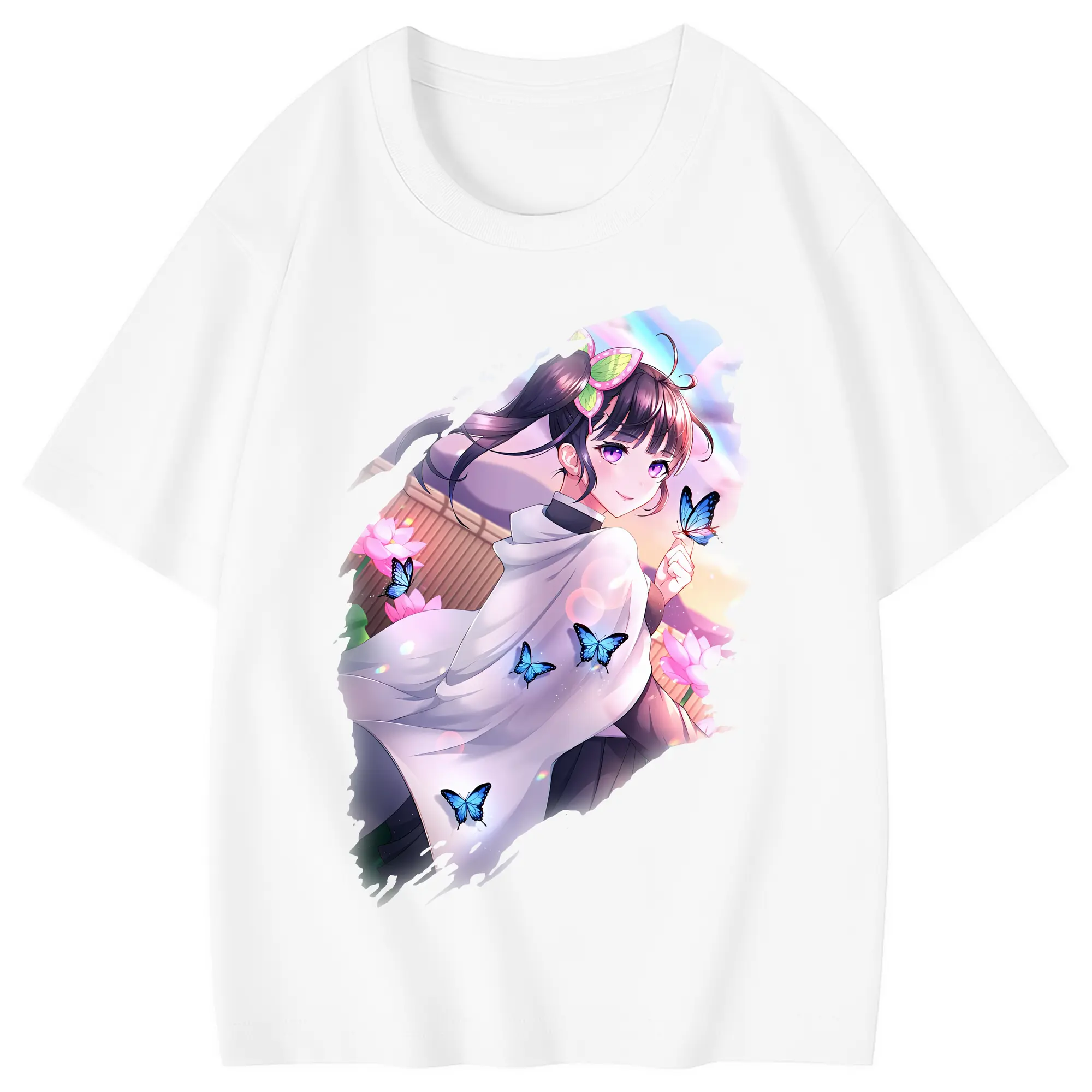 鬼滅の刃 グッズ,栗花落 カナヲ - 綿100％ キッズTシャツ ・ フロントプリント ・ 快適 通気性 ・ スポーツ カジュアル 散歩用