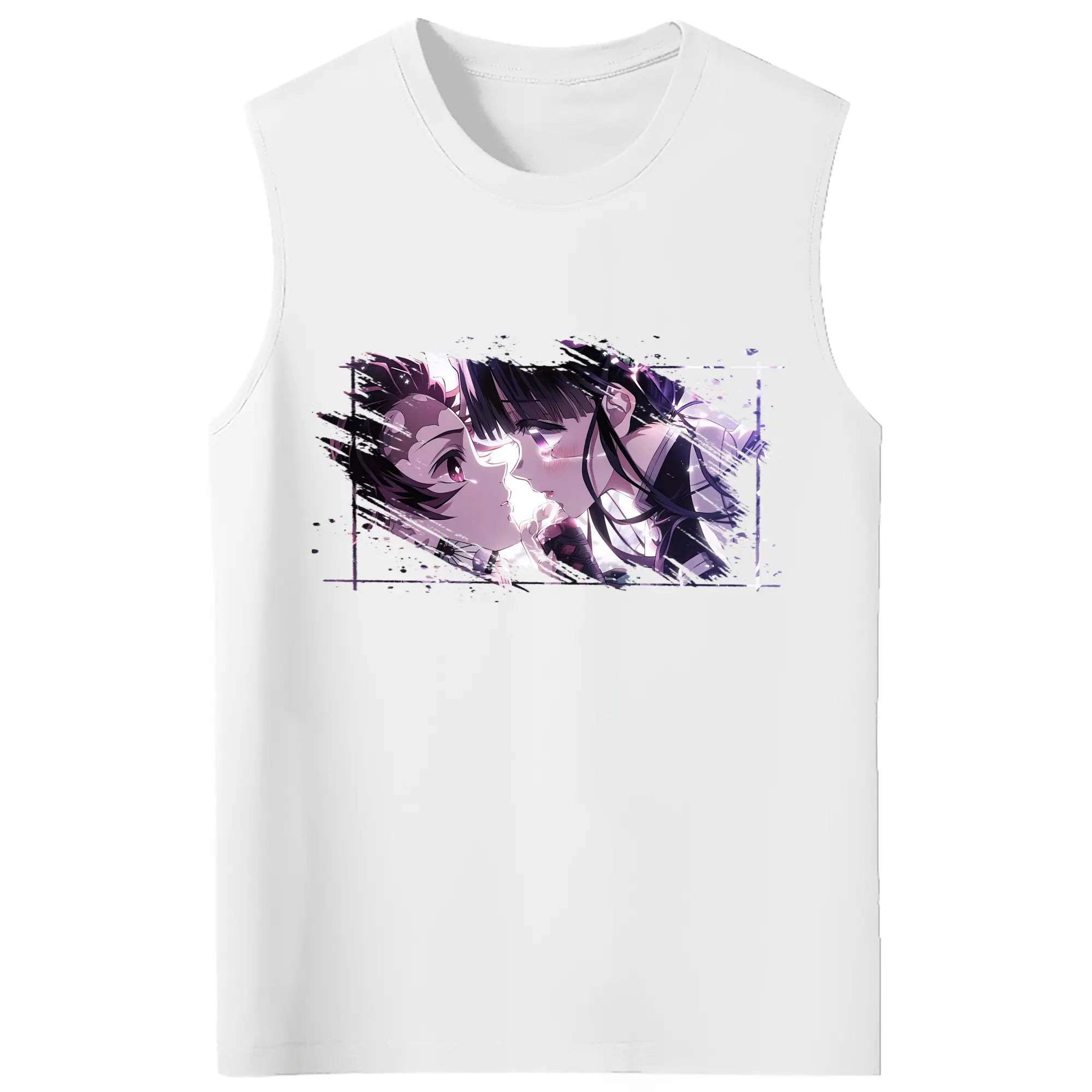 鬼滅の刃 グッズ,栗花落 カナヲ - コットン100％ タンクトップ ・ フロントプリント ・ タイトフィット ・ 快適 通気性 ・ スポーツ カジュアル 散歩用