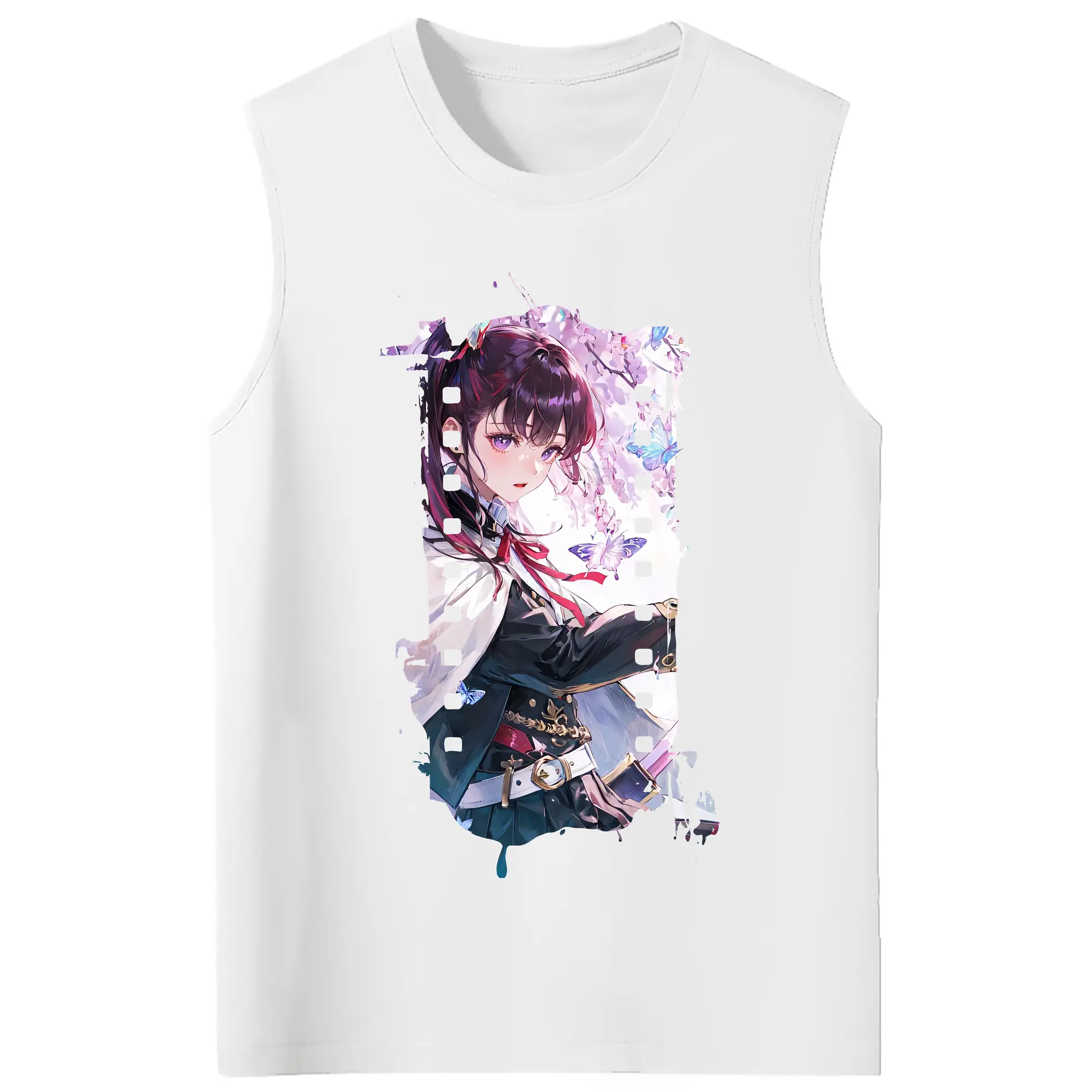 鬼滅の刃 グッズ,栗花落 カナヲ - コットン100％ タンクトップ ・ フロントプリント ・ タイトフィット ・ 快適 通気性 ・ スポーツ カジュアル 散歩用