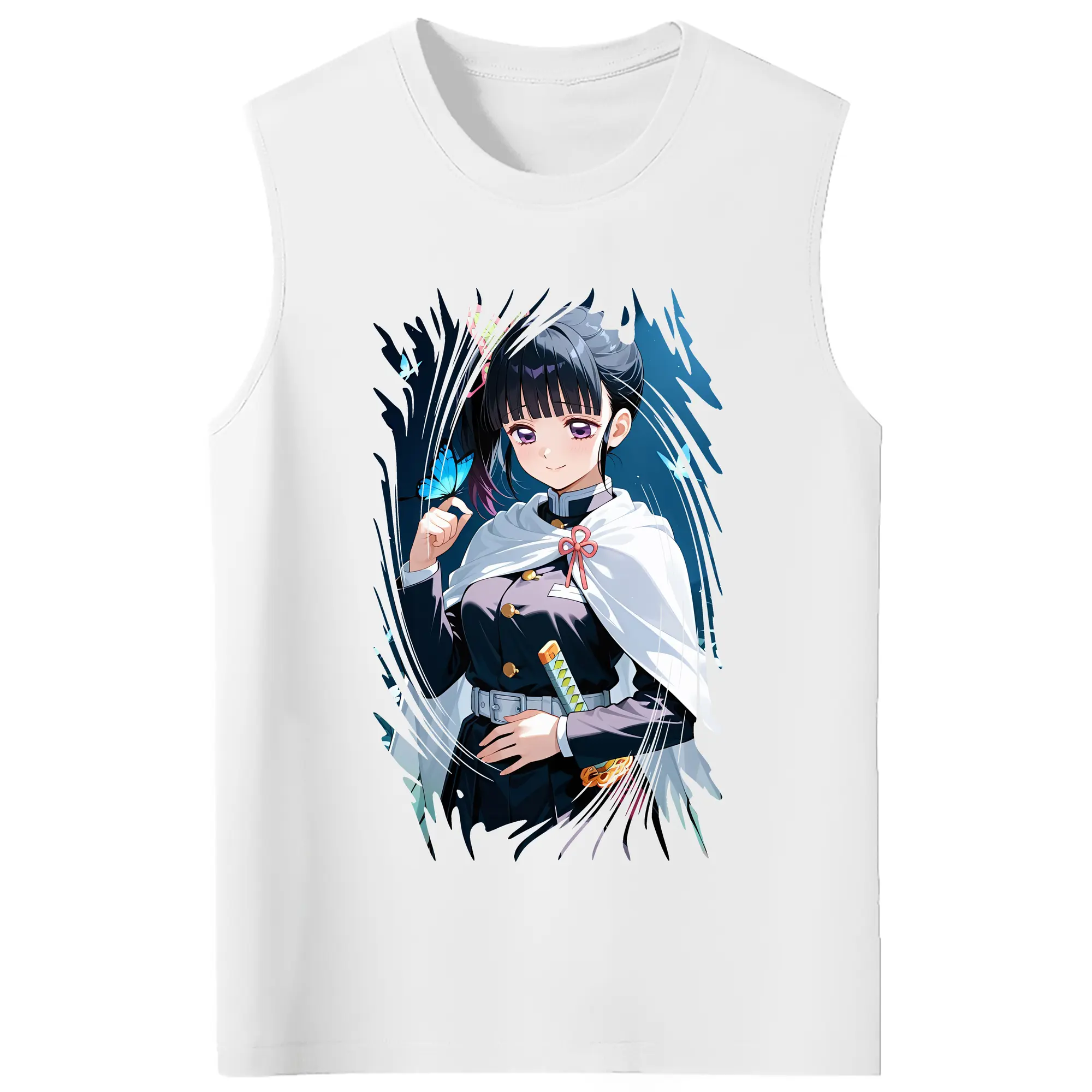 鬼滅の刃 グッズ,栗花落 カナヲ - コットン100％ タンクトップ ・ フロントプリント ・ タイトフィット ・ 快適 通気性 ・ スポーツ カジュアル 散歩用