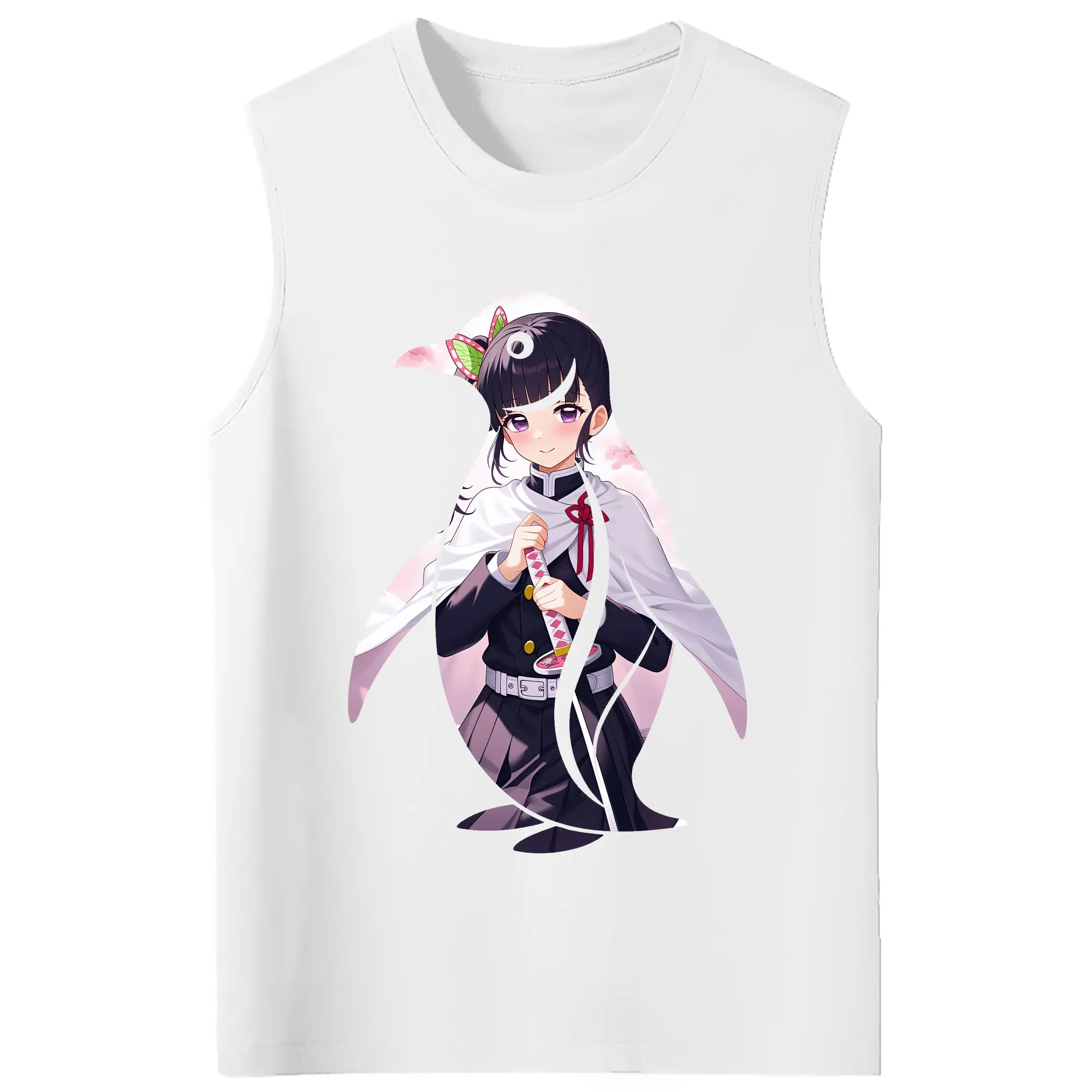 鬼滅の刃 グッズ,栗花落 カナヲ - コットン100％ タンクトップ ・ フロントプリント ・ タイトフィット ・ 快適 通気性 ・ スポーツ カジュアル 散歩用