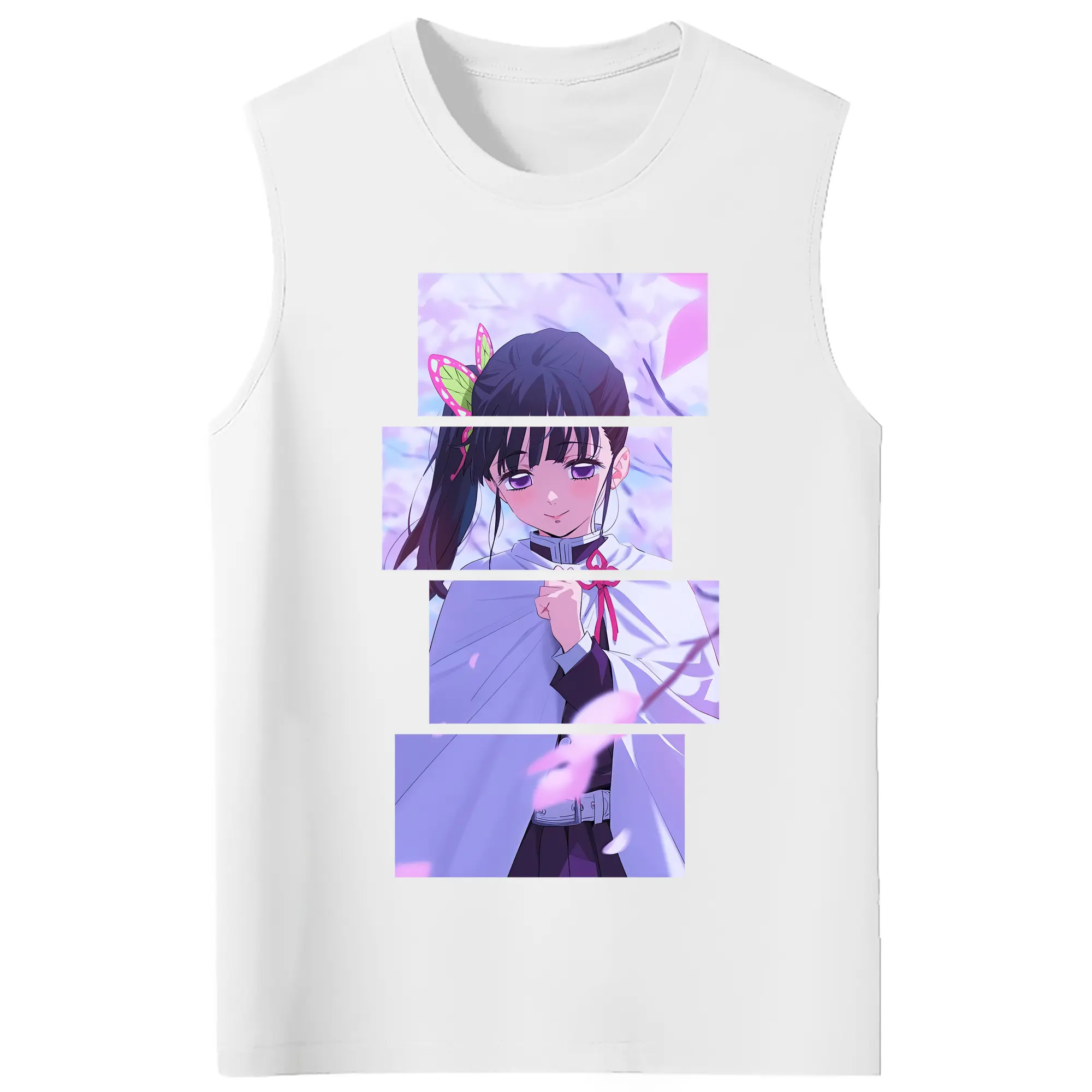 鬼滅の刃 グッズ,栗花落 カナヲ - コットン100％ タンクトップ ・ フロントプリント ・ タイトフィット ・ 快適 通気性 ・ スポーツ カジュアル 散歩用