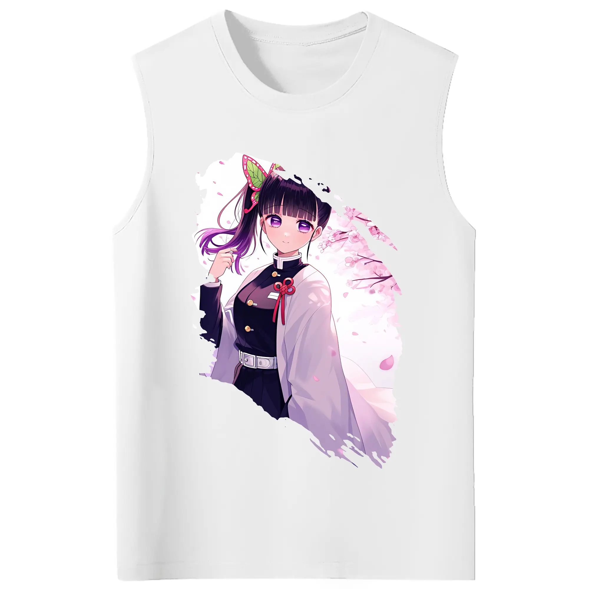 鬼滅の刃 グッズ,栗花落 カナヲ - コットン100％ タンクトップ ・ フロントプリント ・ タイトフィット ・ 快適 通気性 ・ スポーツ カジュアル 散歩用