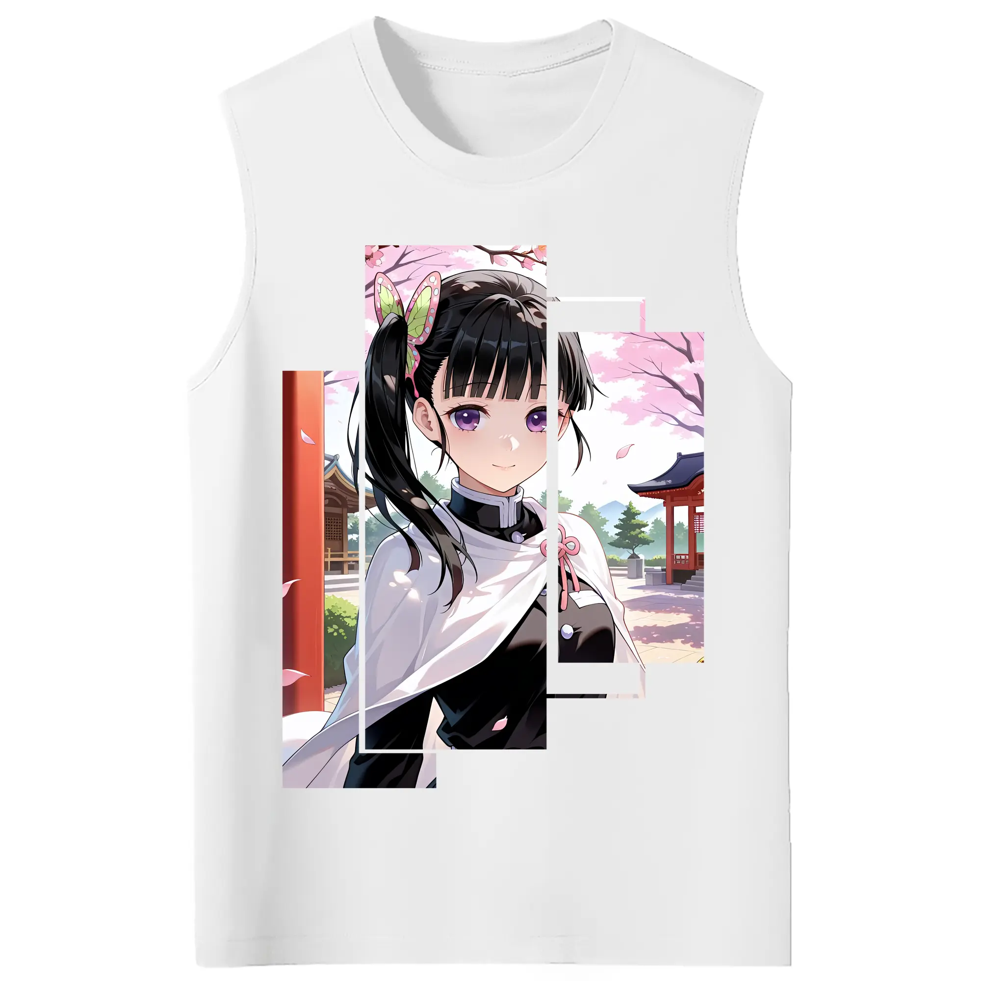 鬼滅の刃 グッズ,栗花落 カナヲ - コットン100％ タンクトップ ・ フロントプリント ・ タイトフィット ・ 快適 通気性 ・ スポーツ カジュアル 散歩用