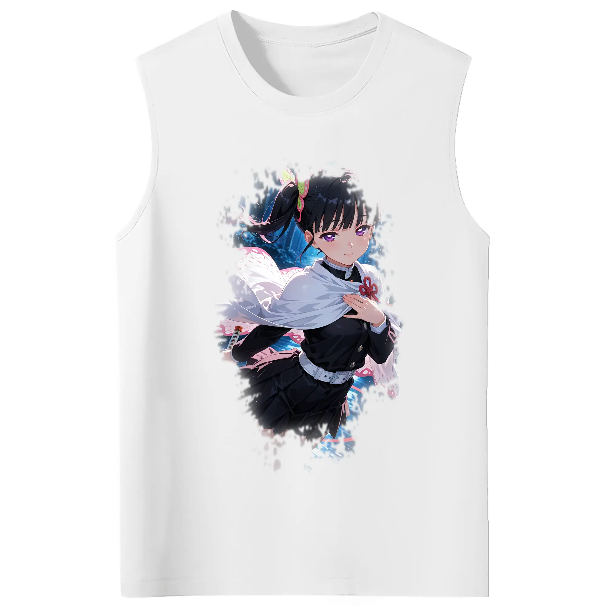 鬼滅の刃 グッズ,栗花落 カナヲ - コットン100％ タンクトップ ・ フロントプリント ・ タイトフィット ・ 快適 通気性 ・ スポーツ カジュアル 散歩用