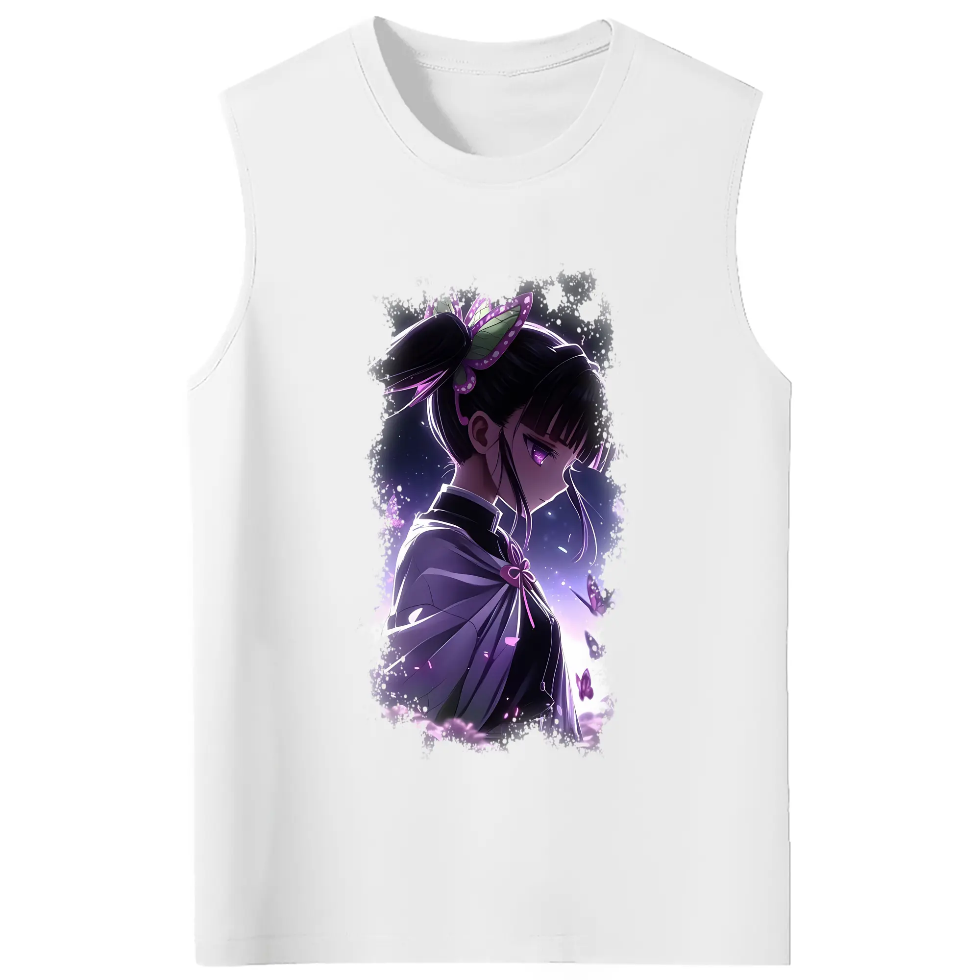 鬼滅の刃 グッズ,栗花落 カナヲ - コットン100％ タンクトップ ・ フロントプリント ・ タイトフィット ・ 快適 通気性 ・ スポーツ カジュアル 散歩用
