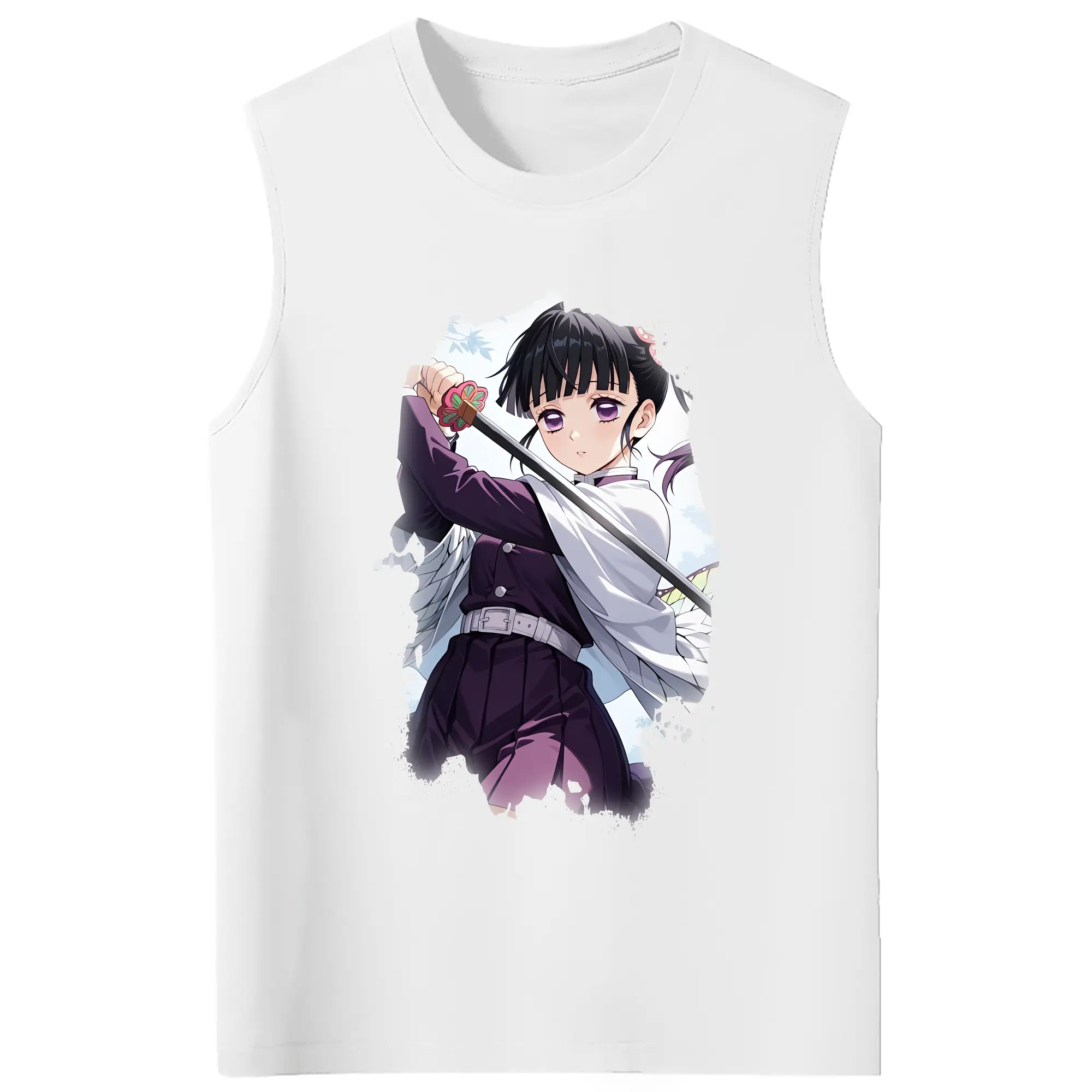 鬼滅の刃 グッズ,栗花落 カナヲ - コットン100％ タンクトップ ・ フロントプリント ・ タイトフィット ・ 快適 通気性 ・ スポーツ カジュアル 散歩用