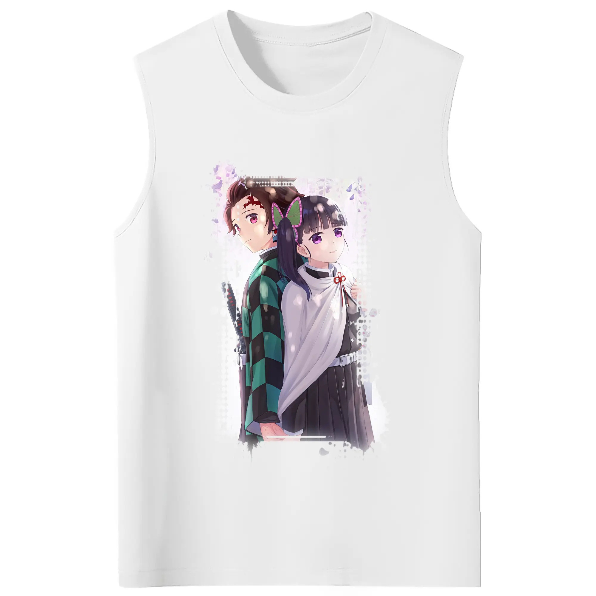 鬼滅の刃 グッズ,栗花落 カナヲ - コットン100％ タンクトップ ・ フロントプリント ・ タイトフィット ・ 快適 通気性 ・ スポーツ カジュアル 散歩用