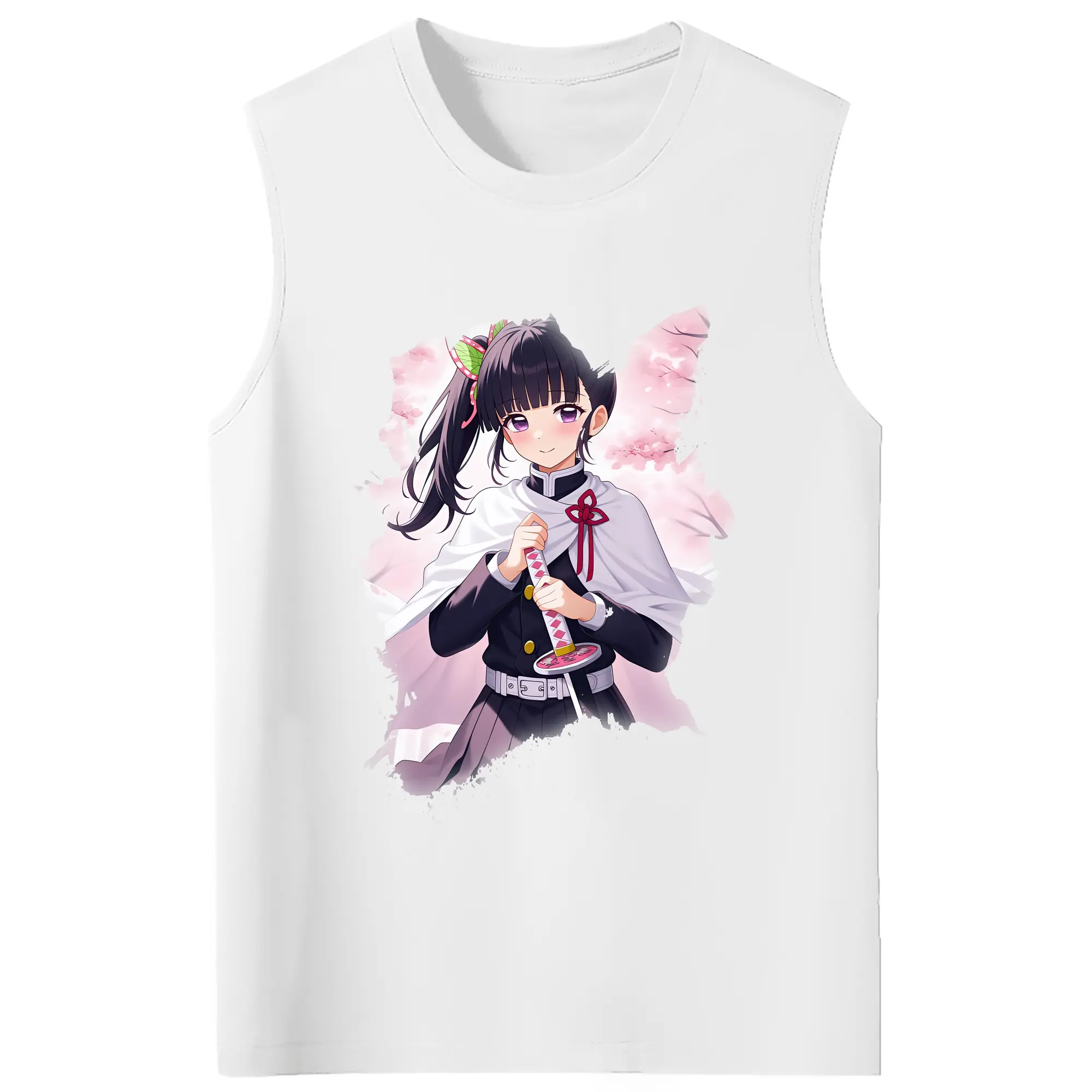 鬼滅の刃 グッズ,栗花落 カナヲ - コットン100％ タンクトップ ・ フロントプリント ・ タイトフィット ・ 快適 通気性 ・ スポーツ カジュアル 散歩用