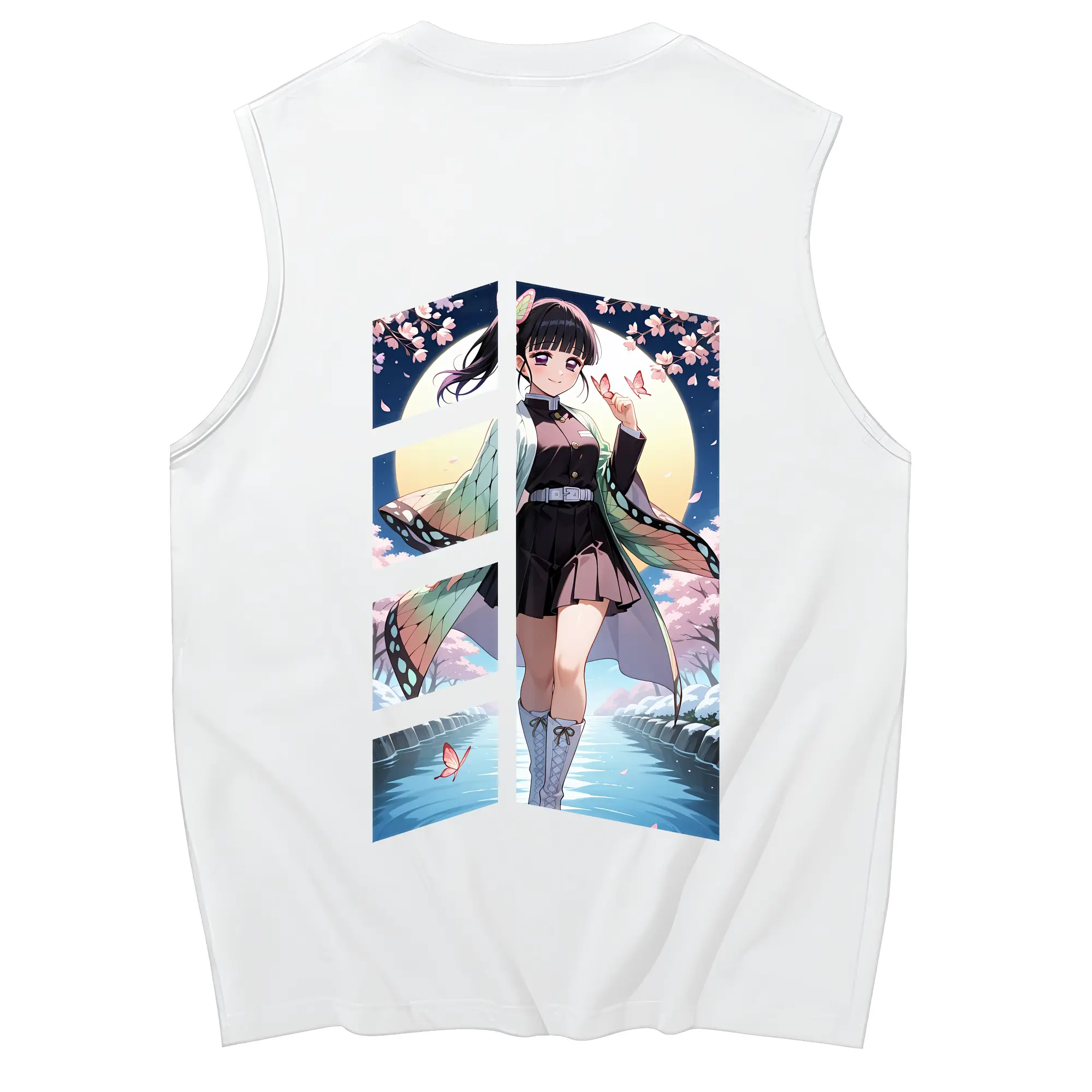 鬼滅の刃 グッズ,栗花落 カナヲ - コットン100％ タンクトップ ・ 背面プリント ・ タイトシルエット ・ 快適 通気性 ・ スポーツ カジュアル 散歩用