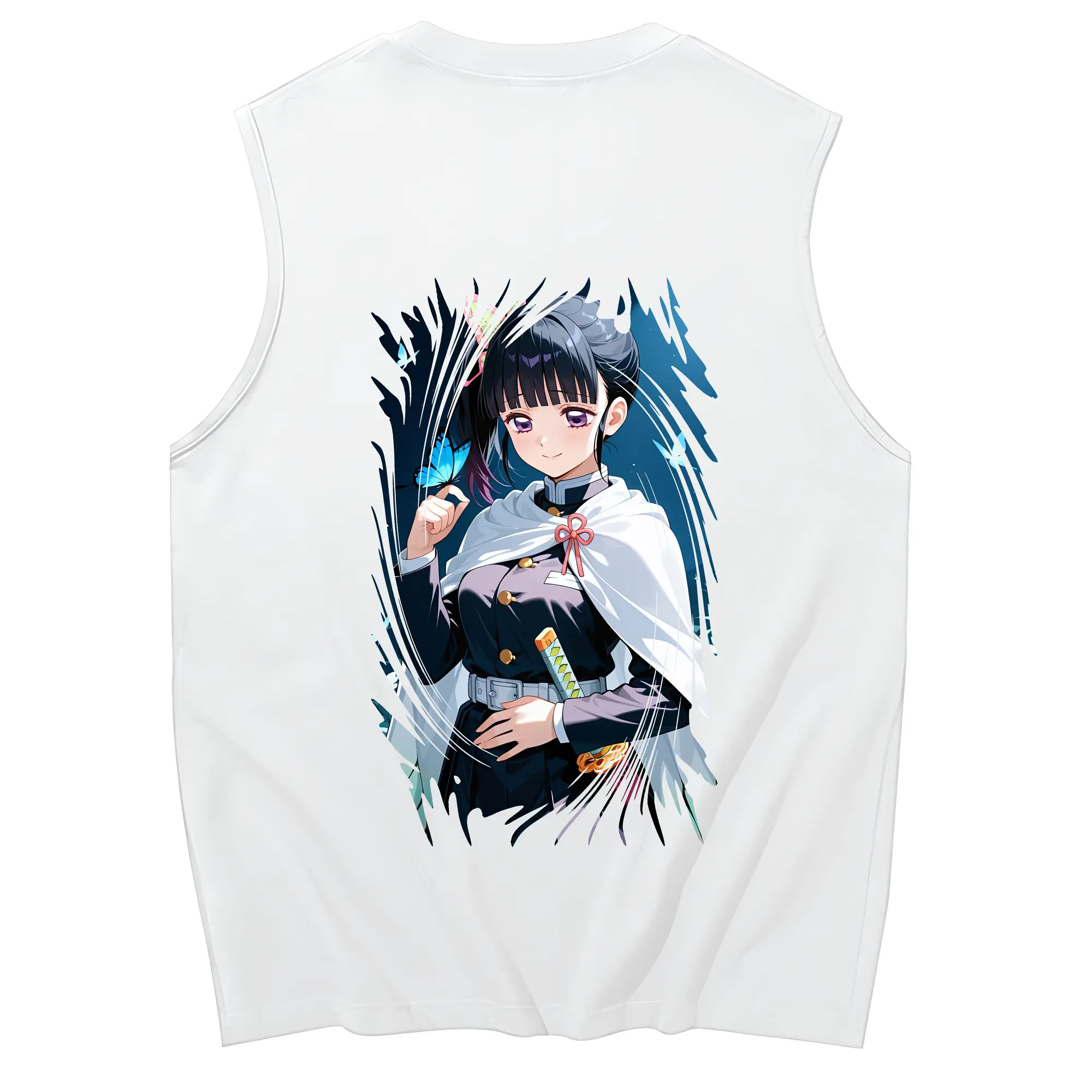 鬼滅の刃 グッズ,栗花落 カナヲ - コットン100％ タンクトップ ・ 背面プリント ・ タイトシルエット ・ 快適 通気性 ・ スポーツ カジュアル 散歩用