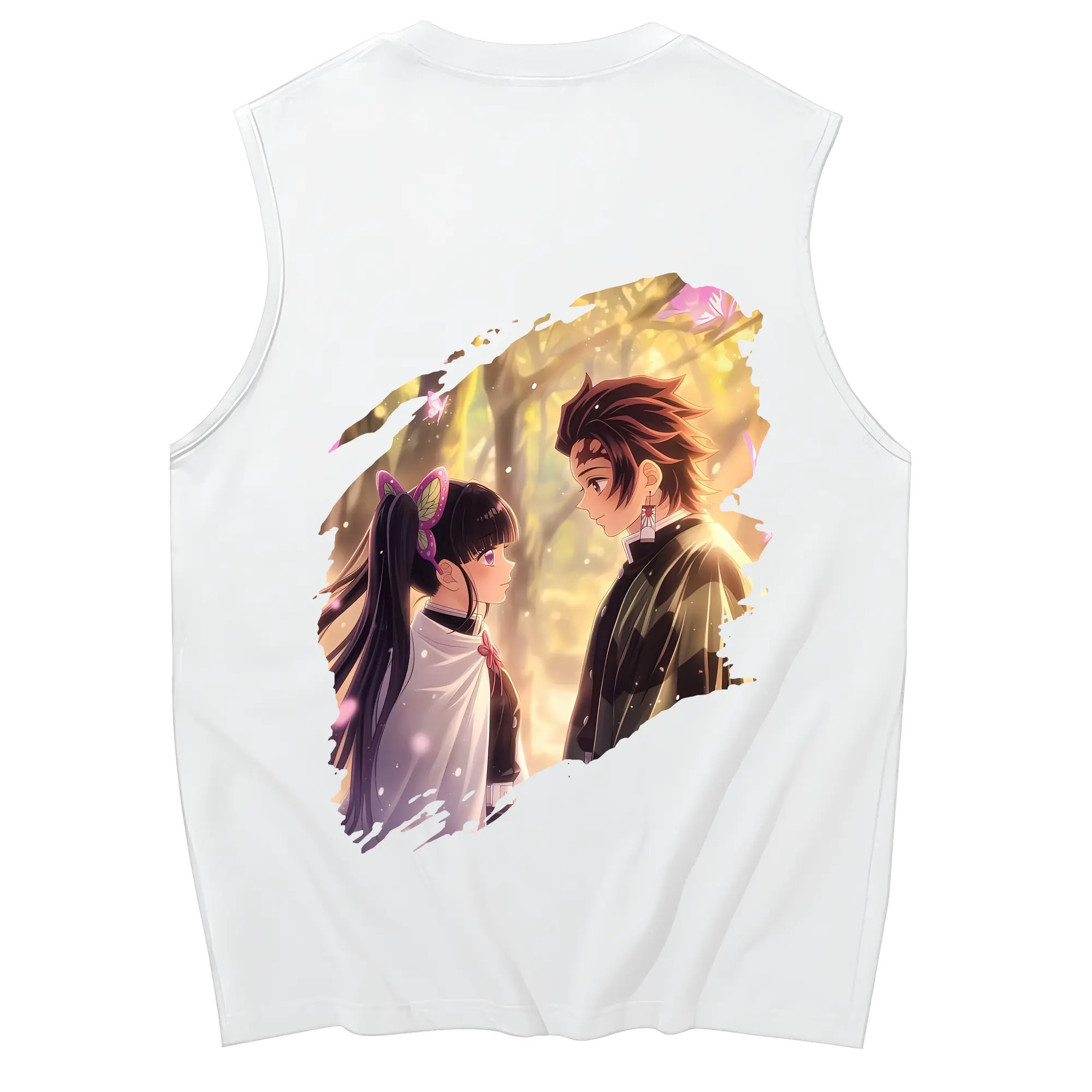 鬼滅の刃 グッズ,栗花落 カナヲ - コットン100％ タンクトップ ・ 背面プリント ・ タイトシルエット ・ 快適 通気性 ・ スポーツ カジュアル 散歩用