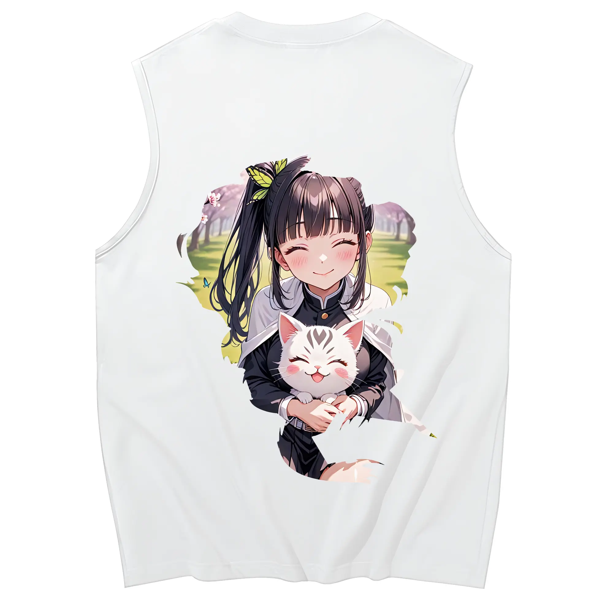 鬼滅の刃 グッズ,栗花落 カナヲ - コットン100％ タンクトップ ・ 背面プリント ・ タイトシルエット ・ 快適 通気性 ・ スポーツ カジュアル 散歩用
