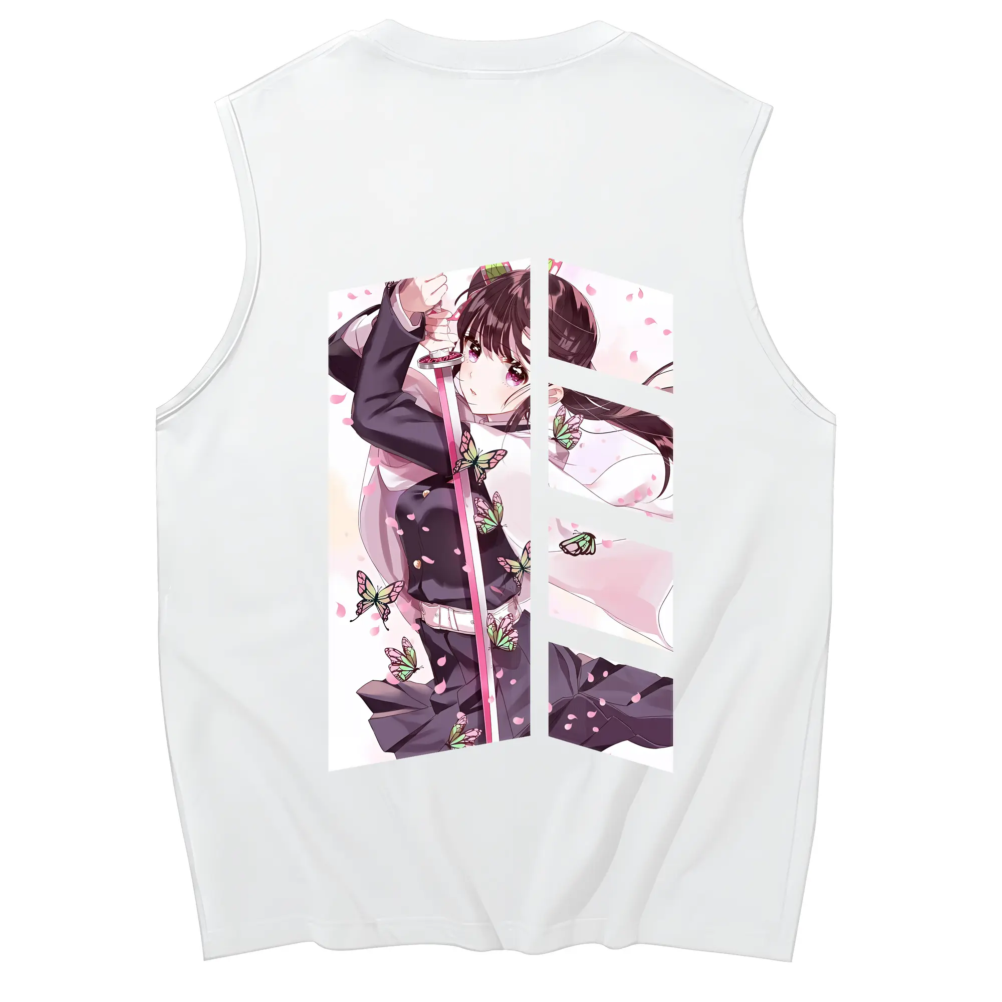 鬼滅の刃 グッズ,栗花落 カナヲ - コットン100％ タンクトップ ・ 背面プリント ・ タイトシルエット ・ 快適 通気性 ・ スポーツ カジュアル 散歩用