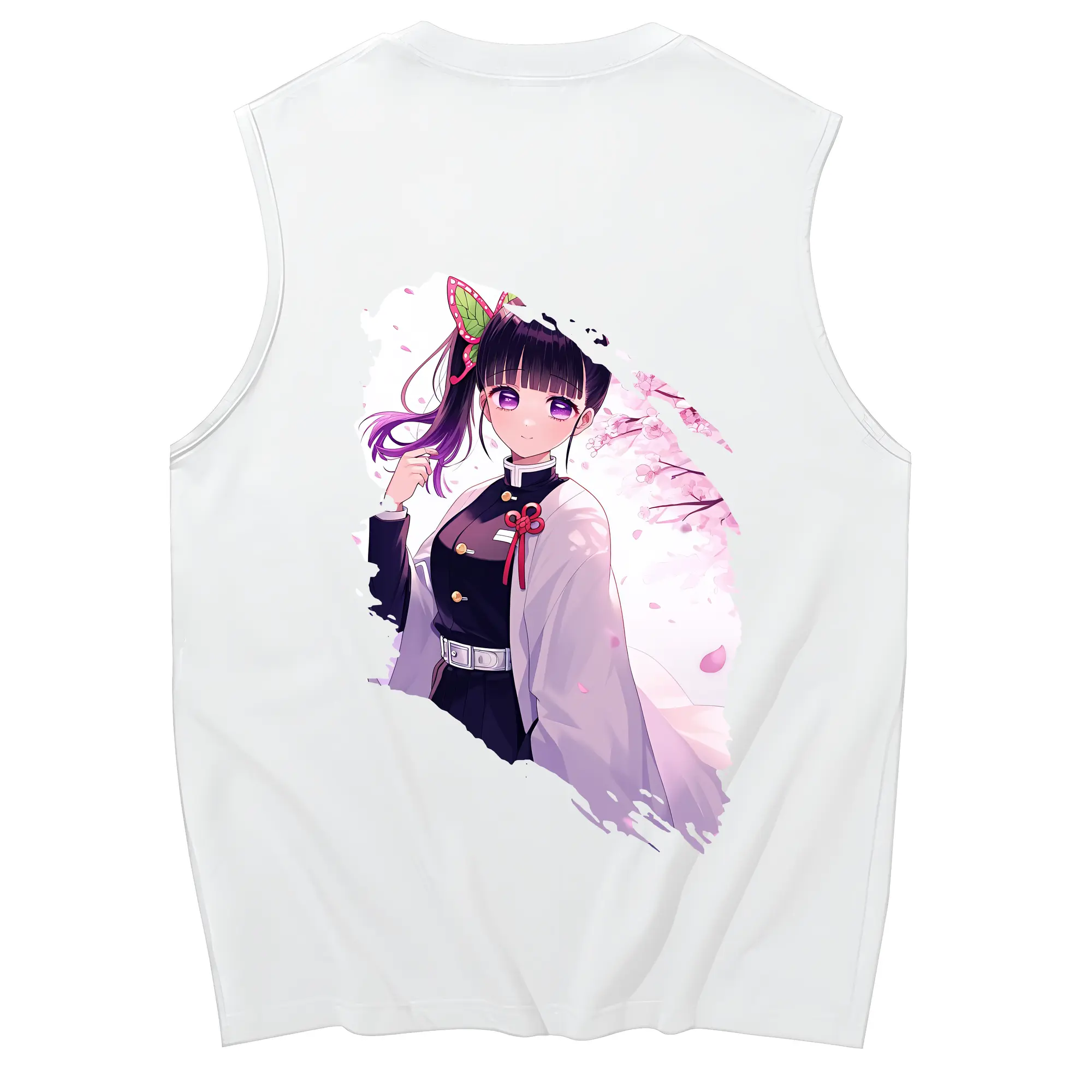 鬼滅の刃 グッズ,栗花落 カナヲ - コットン100％ タンクトップ ・ 背面プリント ・ タイトシルエット ・ 快適 通気性 ・ スポーツ カジュアル 散歩用