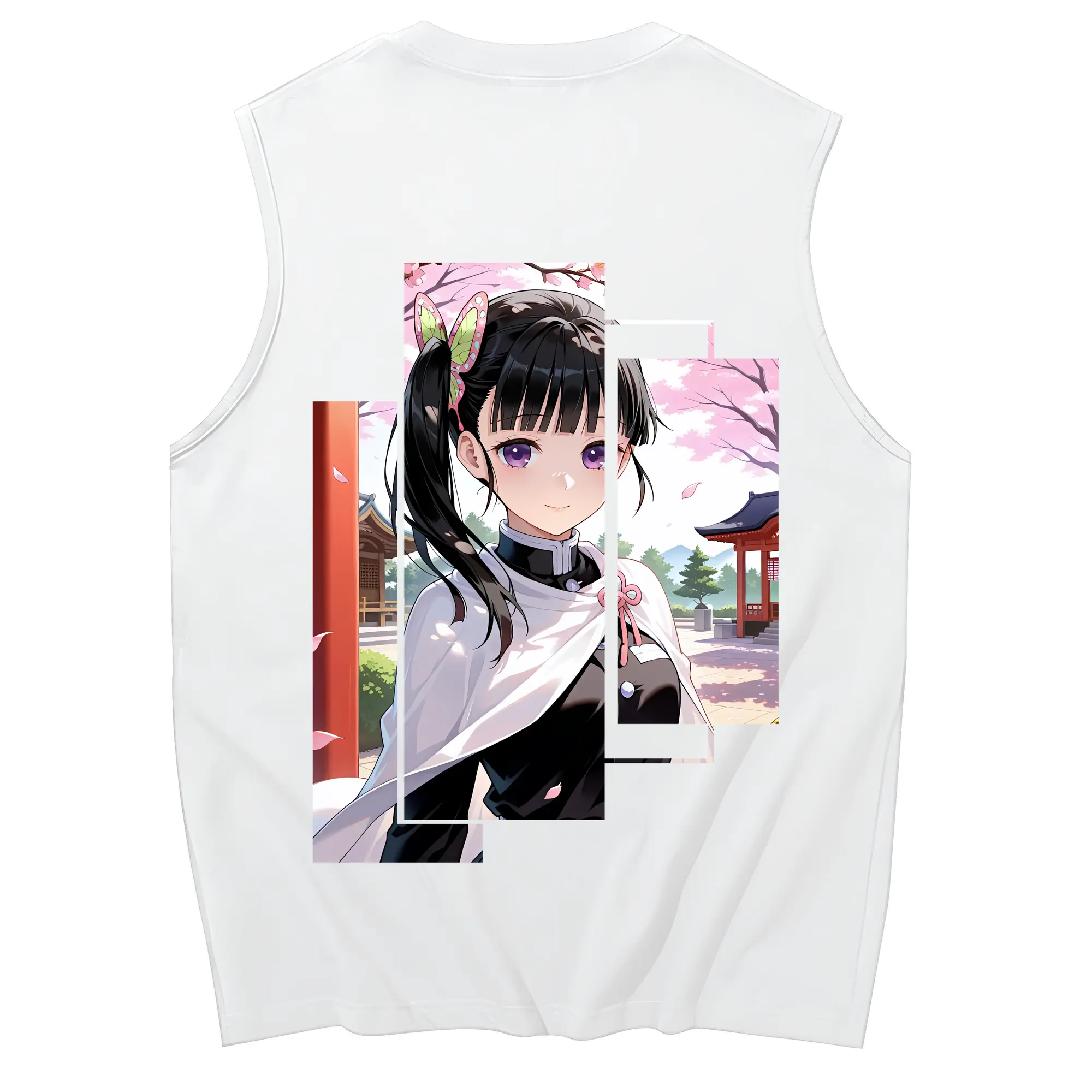 鬼滅の刃 グッズ,栗花落 カナヲ - コットン100％ タンクトップ ・ 背面プリント ・ タイトシルエット ・ 快適 通気性 ・ スポーツ カジュアル 散歩用