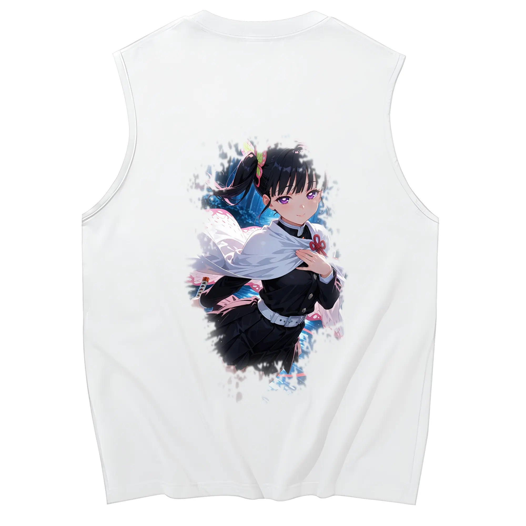 鬼滅の刃 グッズ,栗花落 カナヲ - コットン100％ タンクトップ ・ 背面プリント ・ タイトシルエット ・ 快適 通気性 ・ スポーツ カジュアル 散歩用