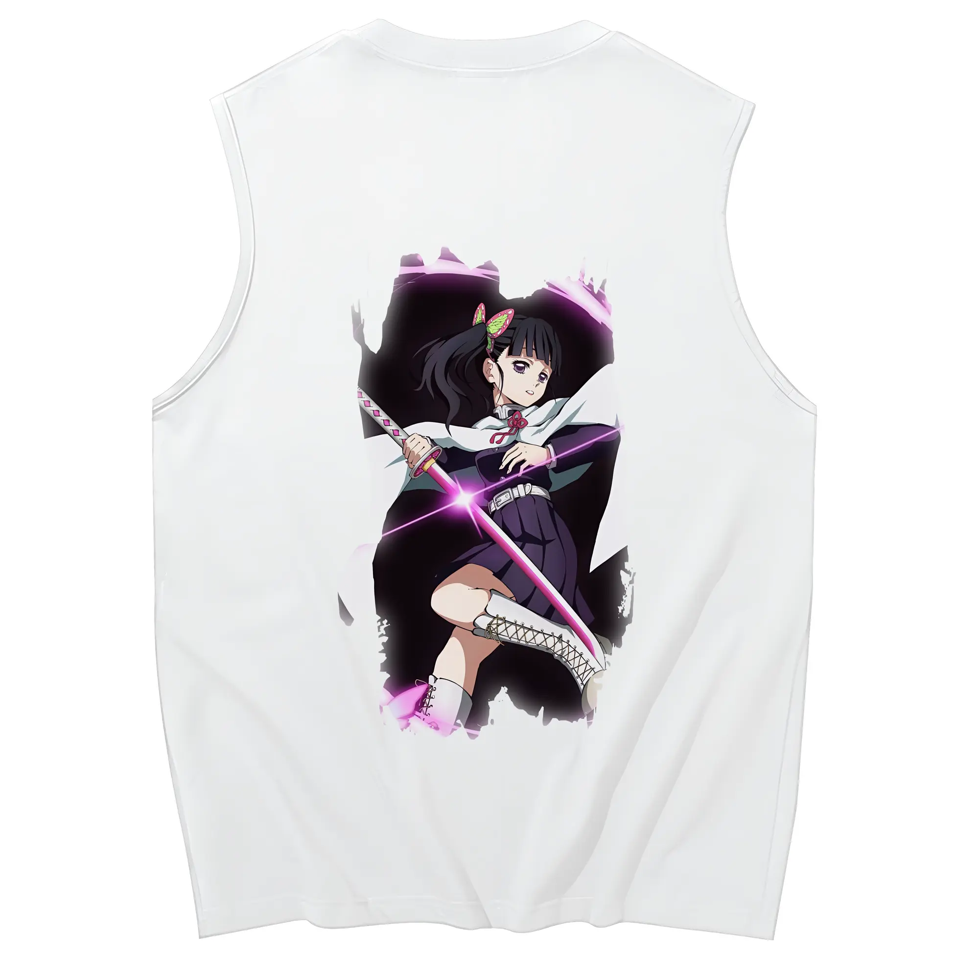 鬼滅の刃 グッズ,栗花落 カナヲ - コットン100％ タンクトップ ・ 背面プリント ・ タイトシルエット ・ 快適 通気性 ・ スポーツ カジュアル 散歩用