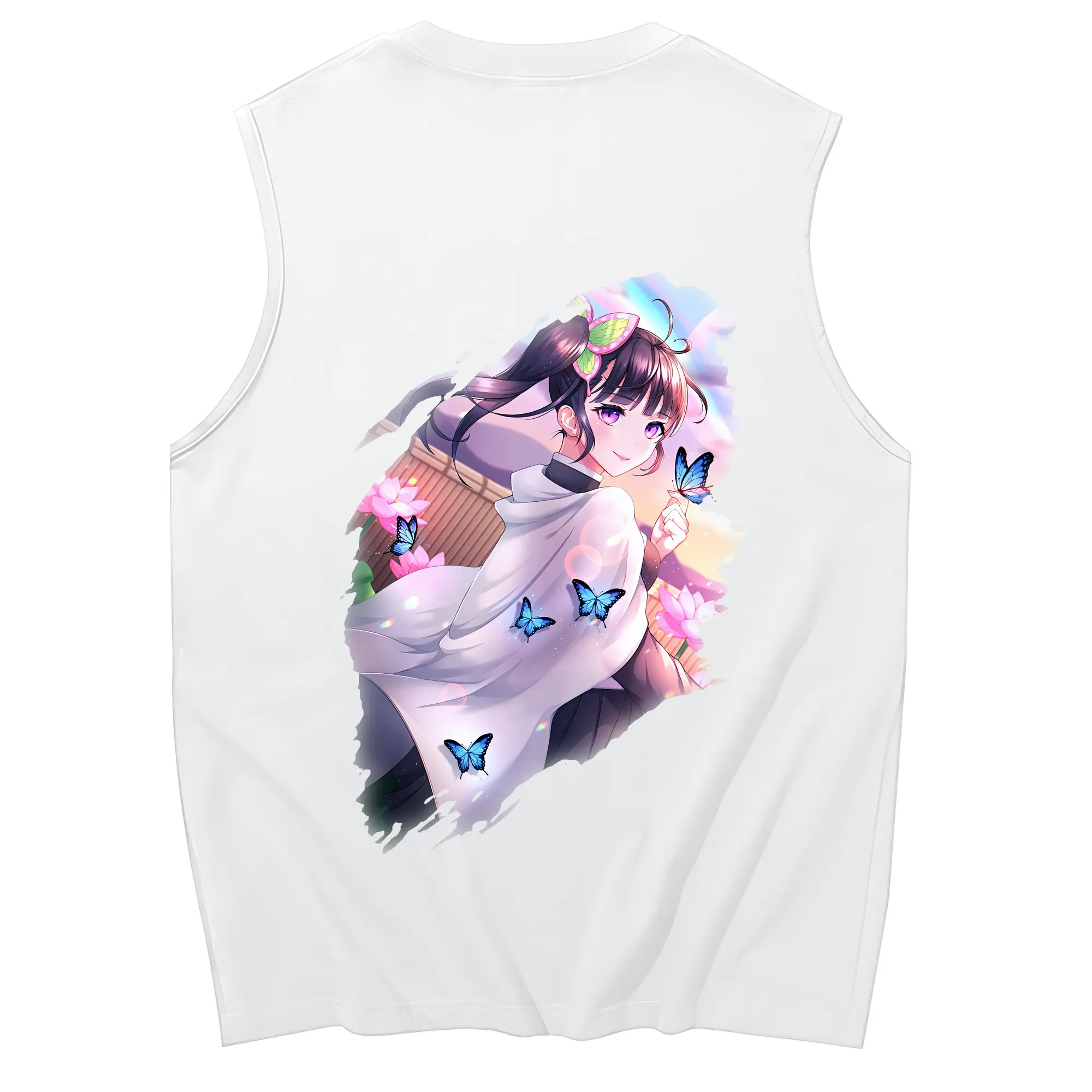 鬼滅の刃 グッズ,栗花落 カナヲ - コットン100％ タンクトップ ・ 背面プリント ・ タイトシルエット ・ 快適 通気性 ・ スポーツ カジュアル 散歩用