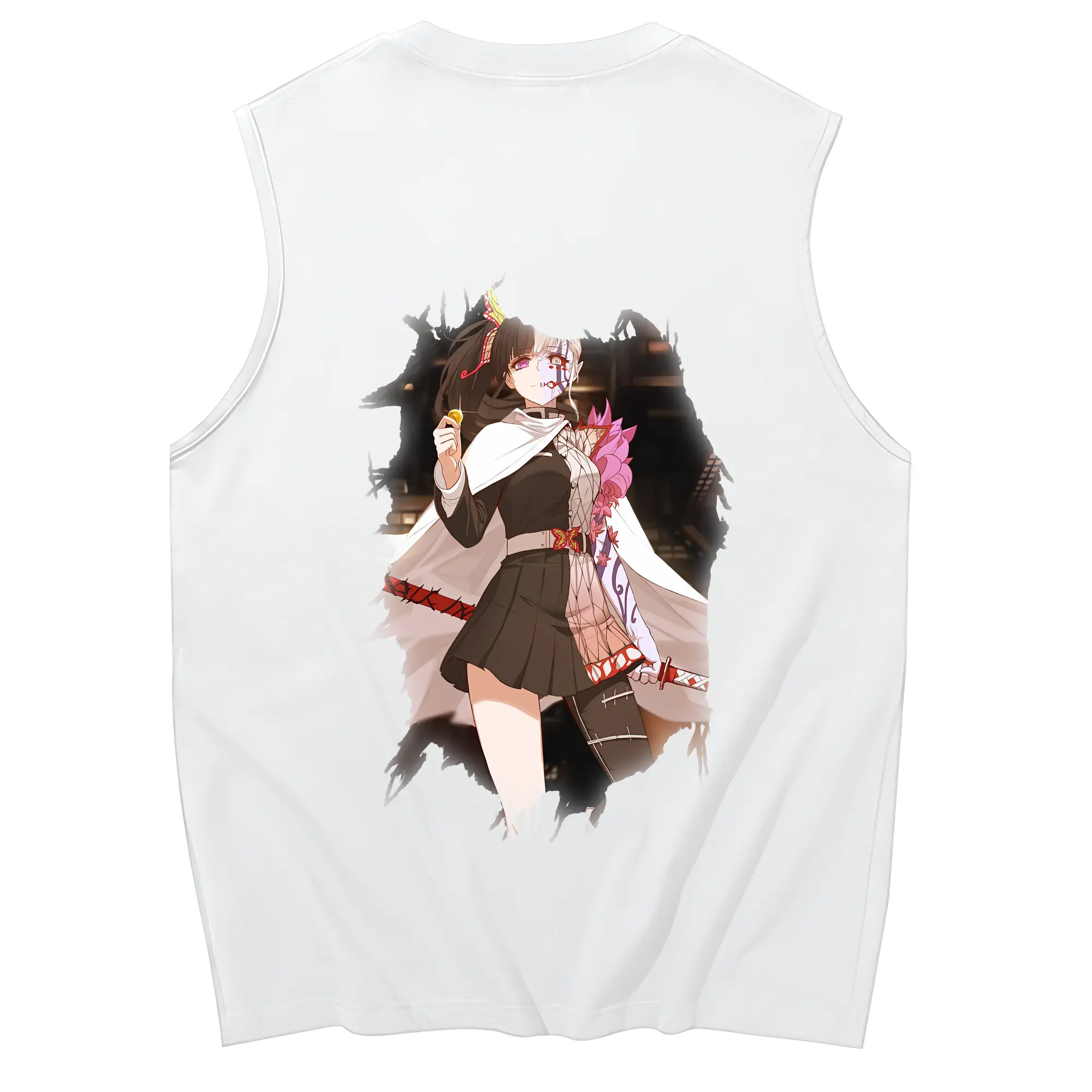 鬼滅の刃 グッズ,栗花落 カナヲ - コットン100％ タンクトップ ・ 背面プリント ・ タイトシルエット ・ 快適 通気性 ・ スポーツ カジュアル 散歩用
