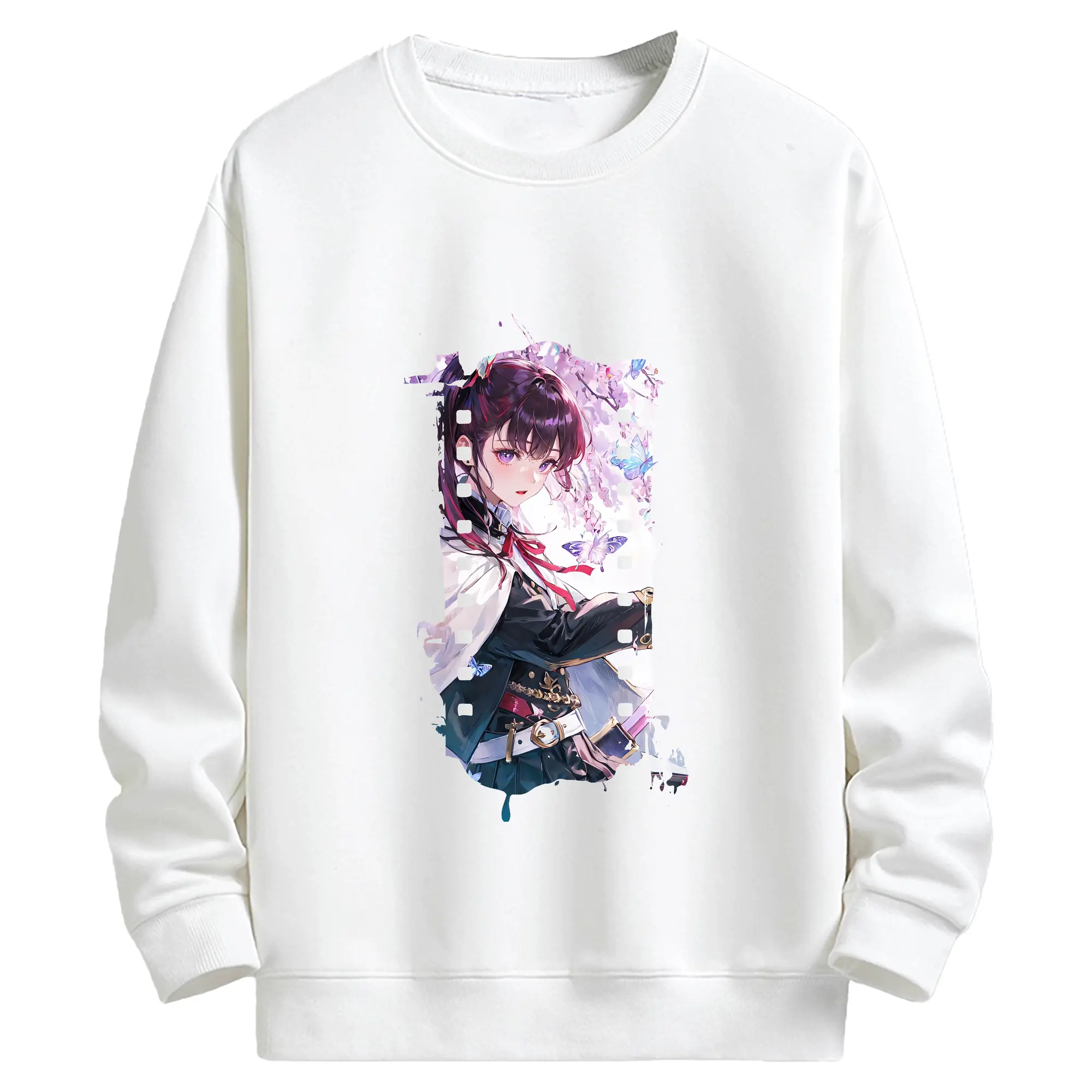 鬼滅の刃 グッズ,栗花落 カナヲ - 高品質 クルーネック スウェット ・ コットン59％ ポリエステル41％ ・ ユニセックス 長袖 トレーナー ・ カジュアル デイリー スポーツ 散歩用