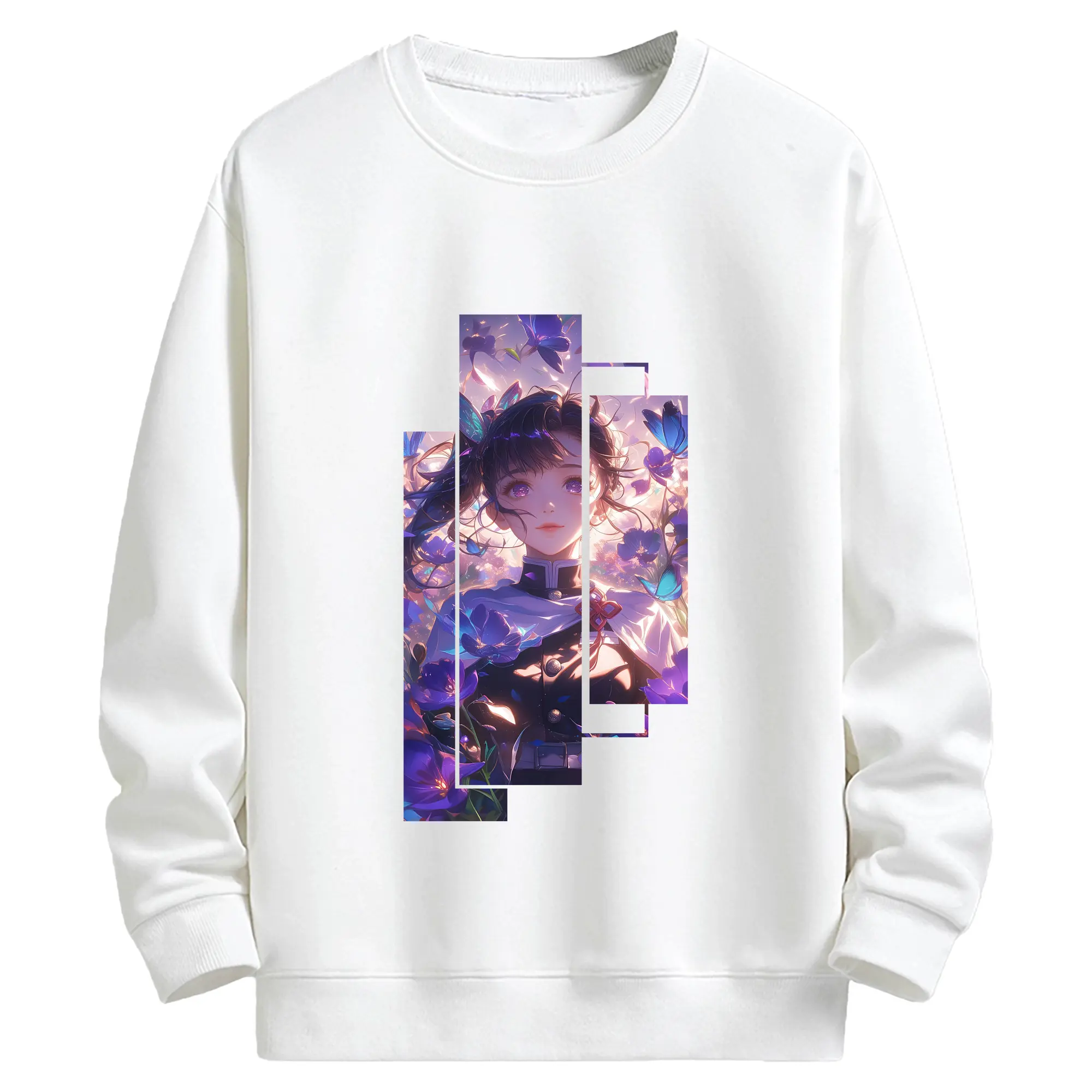 鬼滅の刃 グッズ,栗花落 カナヲ - 高品質 クルーネック スウェット ・ コットン59％ ポリエステル41％ ・ ユニセックス 長袖 トレーナー ・ カジュアル デイリー スポーツ 散歩用
