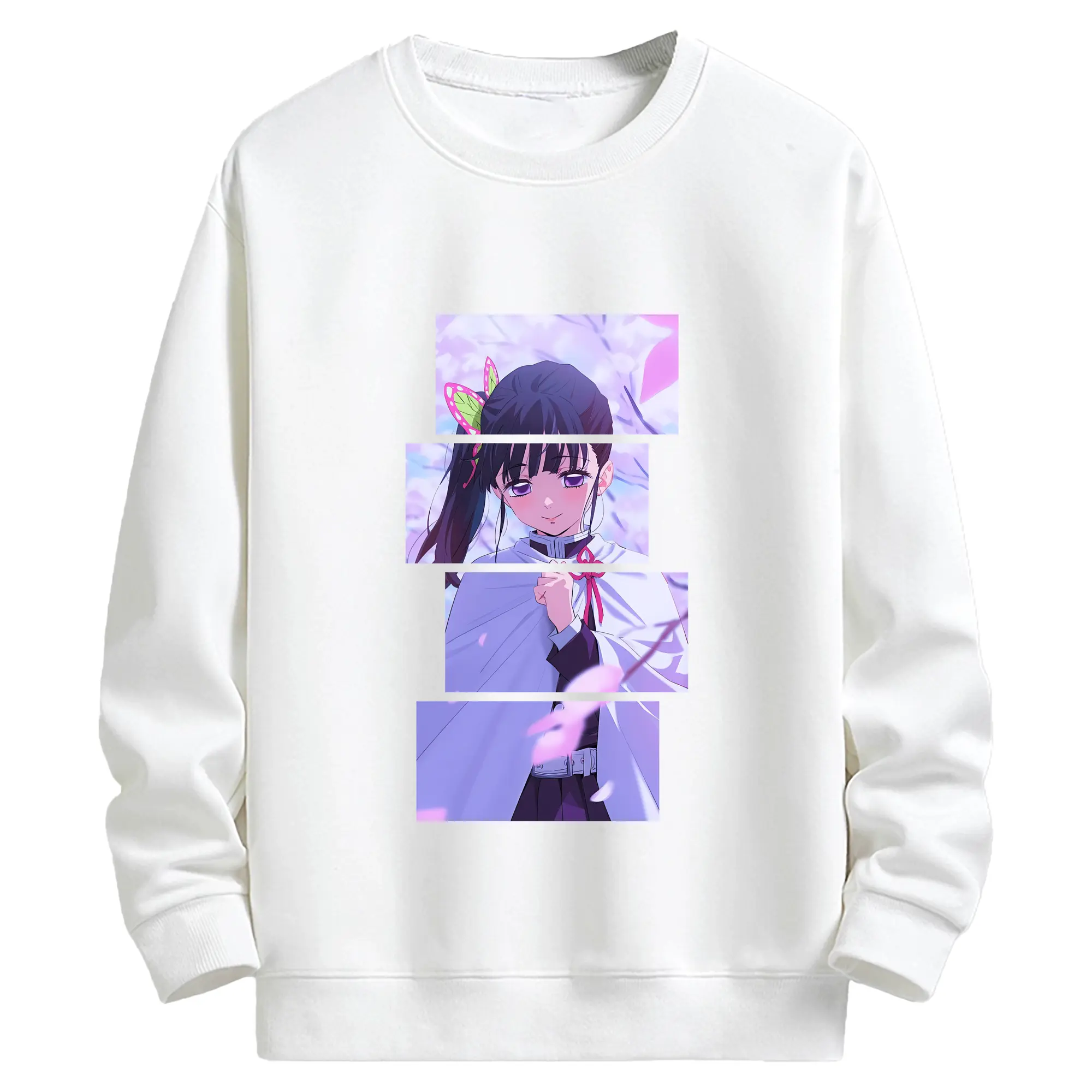 鬼滅の刃 グッズ,栗花落 カナヲ - 高品質 クルーネック スウェット ・ コットン59％ ポリエステル41％ ・ ユニセックス 長袖 トレーナー ・ カジュアル デイリー スポーツ 散歩用