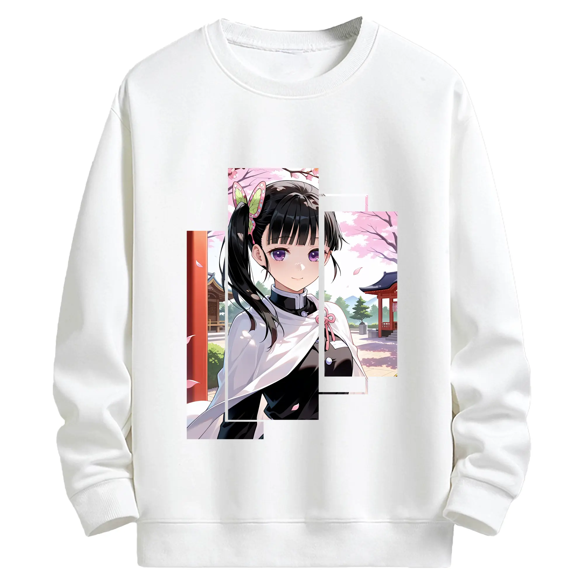 鬼滅の刃 グッズ,栗花落 カナヲ - 高品質 クルーネック スウェット ・ コットン59％ ポリエステル41％ ・ ユニセックス 長袖 トレーナー ・ カジュアル デイリー スポーツ 散歩用