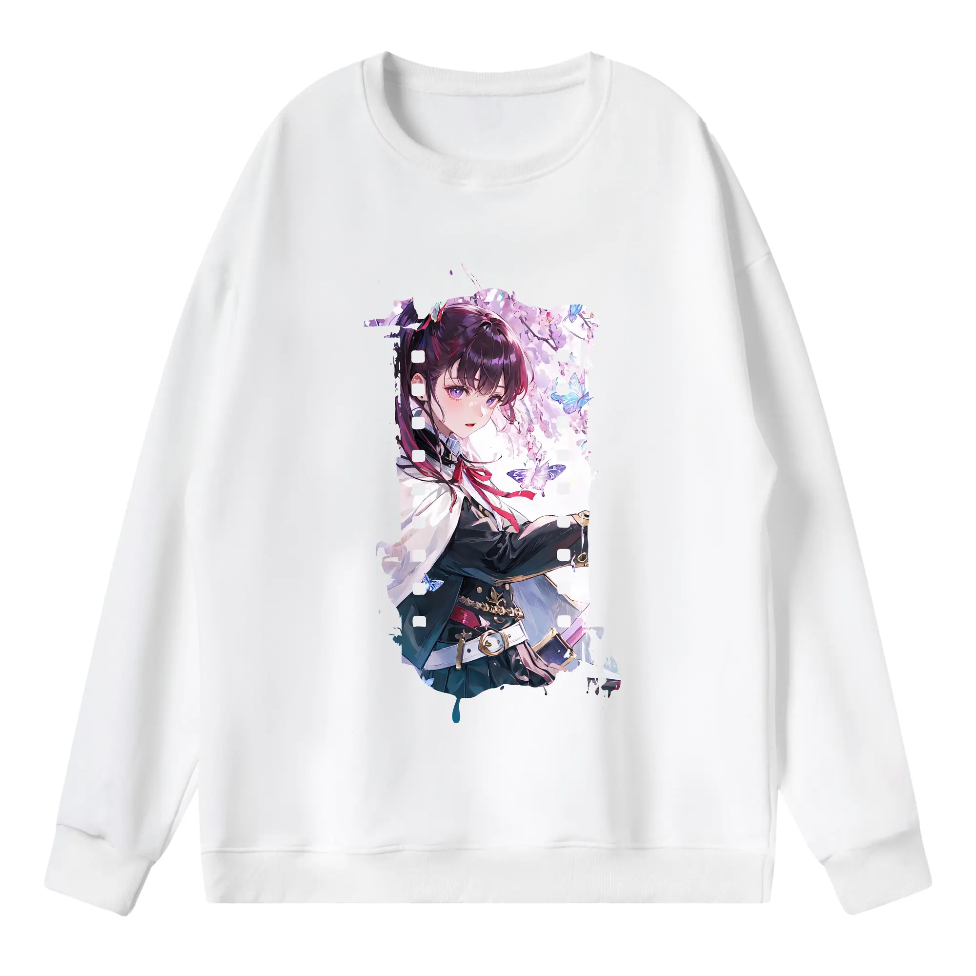 鬼滅の刃 グッズ,栗花落 カナヲ - 薄手 クルーネック スウェット 裏毛260g · ポリエステル 春秋向け カジュアル 男女兼用 · トレーナー デイリー スポーツ 散歩に最適