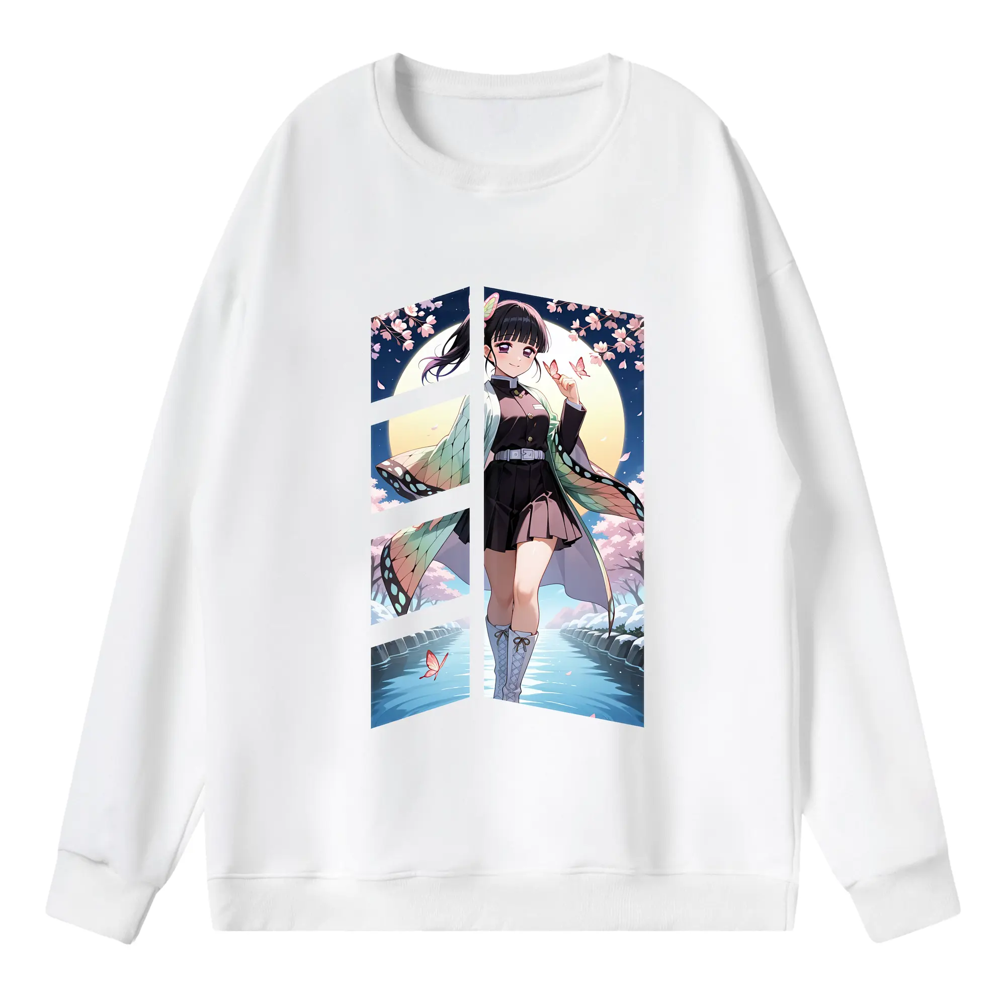 鬼滅の刃 グッズ,栗花落 カナヲ - 薄手 クルーネック スウェット 裏毛260g · ポリエステル 春秋向け カジュアル 男女兼用 · トレーナー デイリー スポーツ 散歩に最適