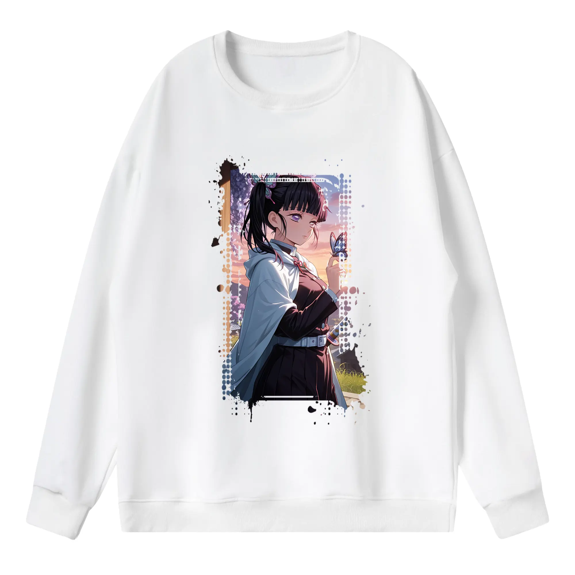 鬼滅の刃 グッズ,栗花落 カナヲ - 薄手 クルーネック スウェット 裏毛260g · ポリエステル 春秋向け カジュアル 男女兼用 · トレーナー デイリー スポーツ 散歩に最適
