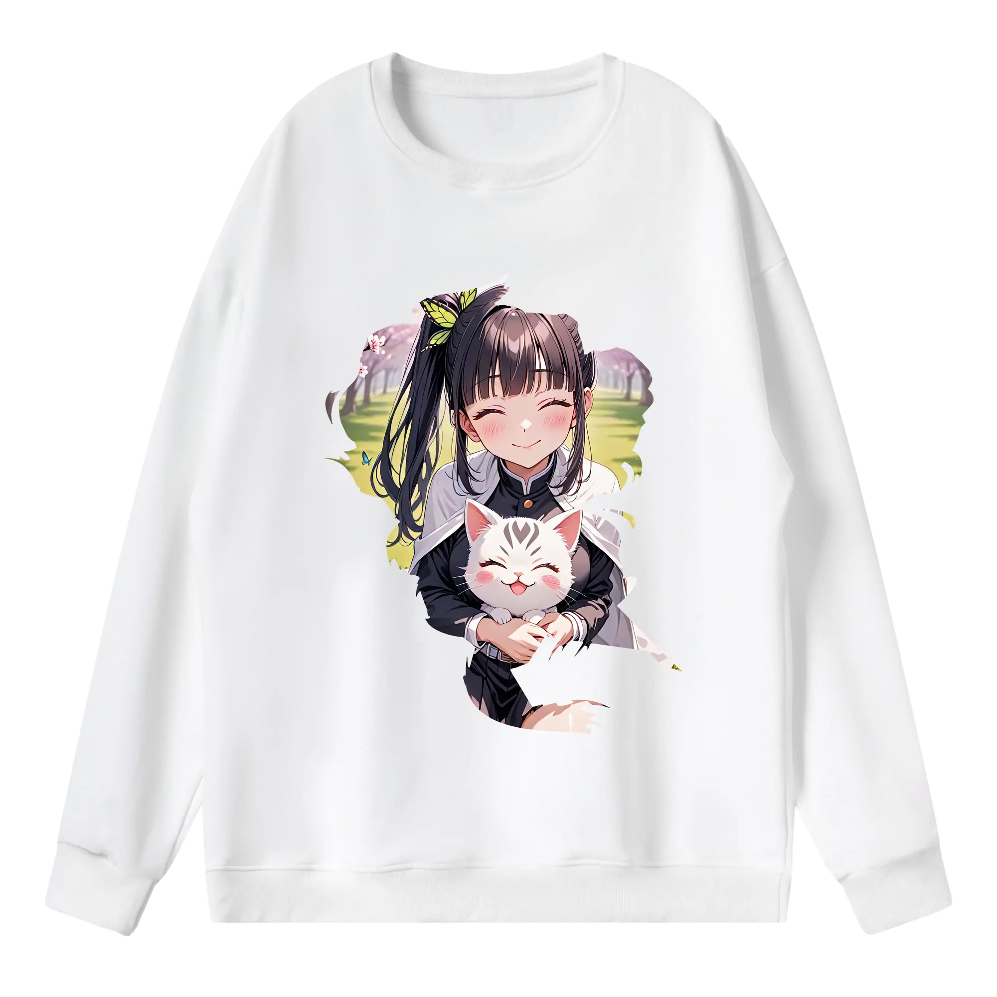 鬼滅の刃 グッズ,栗花落 カナヲ - 薄手 クルーネック スウェット 裏毛260g · ポリエステル 春秋向け カジュアル 男女兼用 · トレーナー デイリー スポーツ 散歩に最適