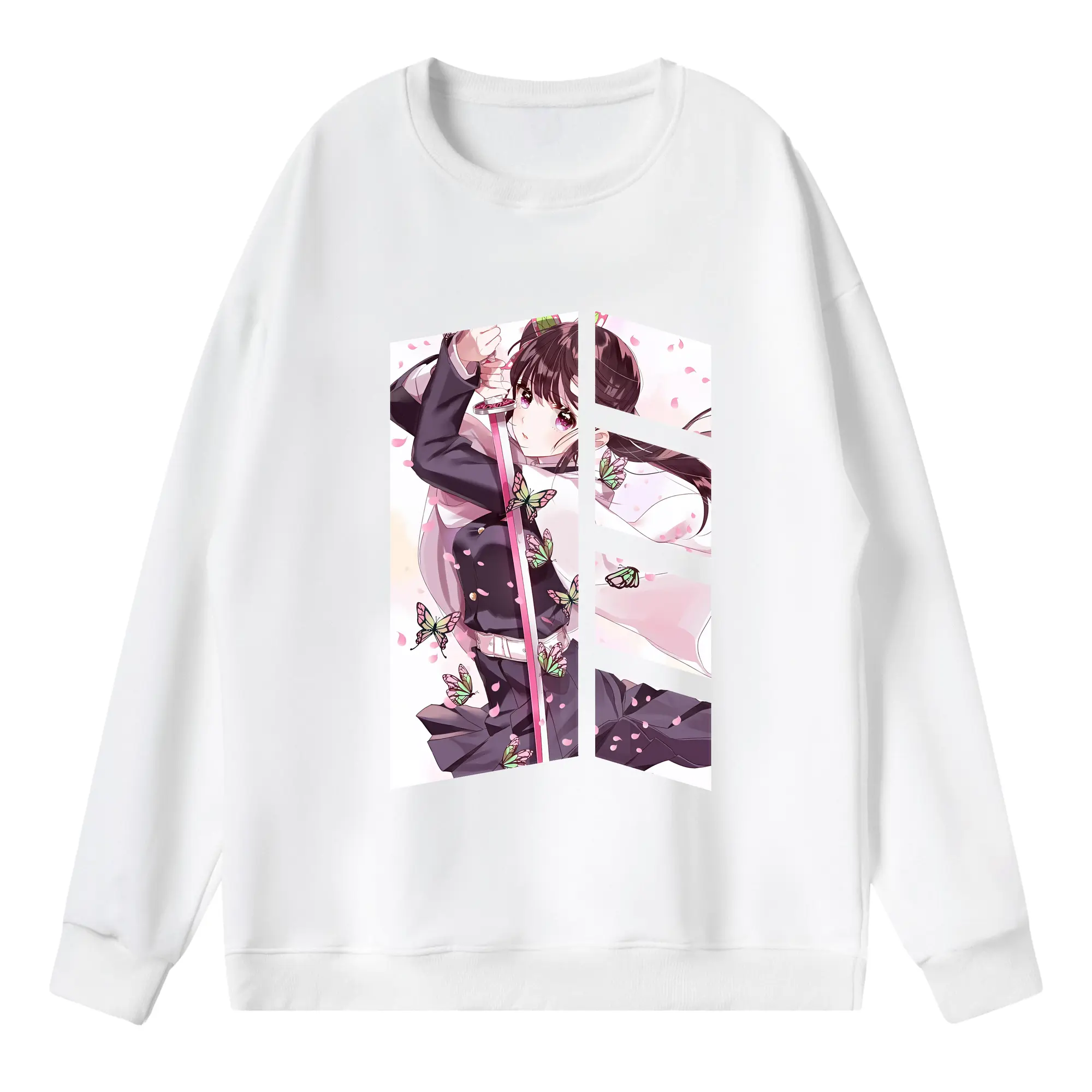 鬼滅の刃 グッズ,栗花落 カナヲ - 薄手 クルーネック スウェット 裏毛260g · ポリエステル 春秋向け カジュアル 男女兼用 · トレーナー デイリー スポーツ 散歩に最適