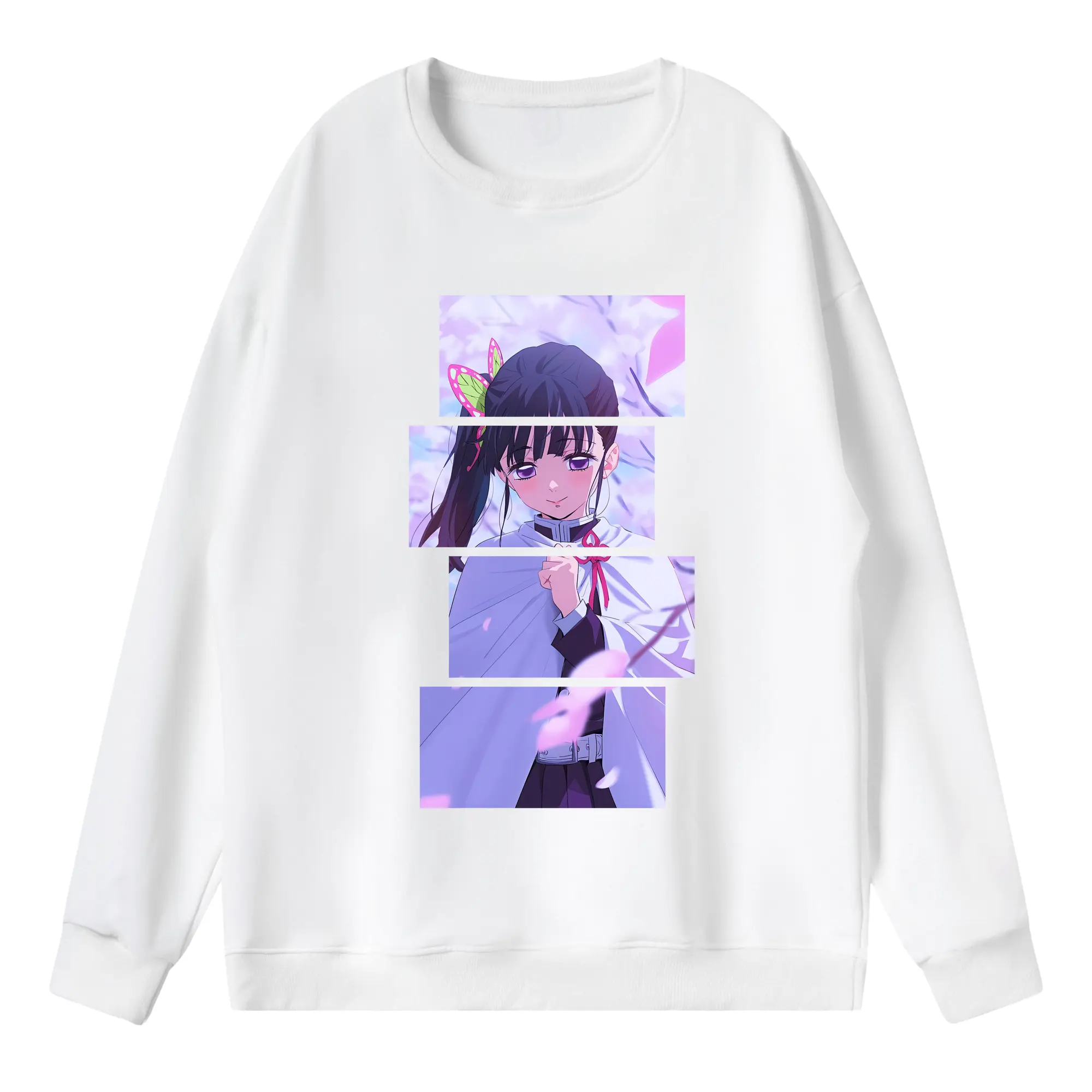 鬼滅の刃 グッズ,栗花落 カナヲ - 薄手 クルーネック スウェット 裏毛260g · ポリエステル 春秋向け カジュアル 男女兼用 · トレーナー デイリー スポーツ 散歩に最適