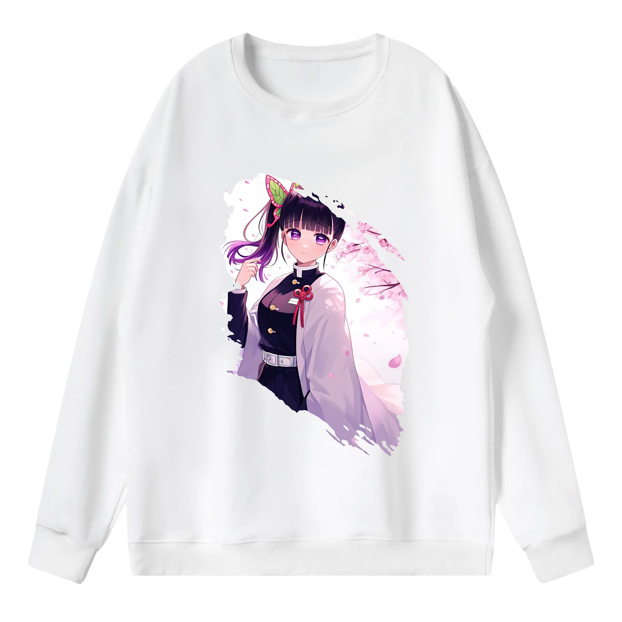 鬼滅の刃 グッズ,栗花落 カナヲ - 薄手 クルーネック スウェット 裏毛260g · ポリエステル 春秋向け カジュアル 男女兼用 · トレーナー デイリー スポーツ 散歩に最適