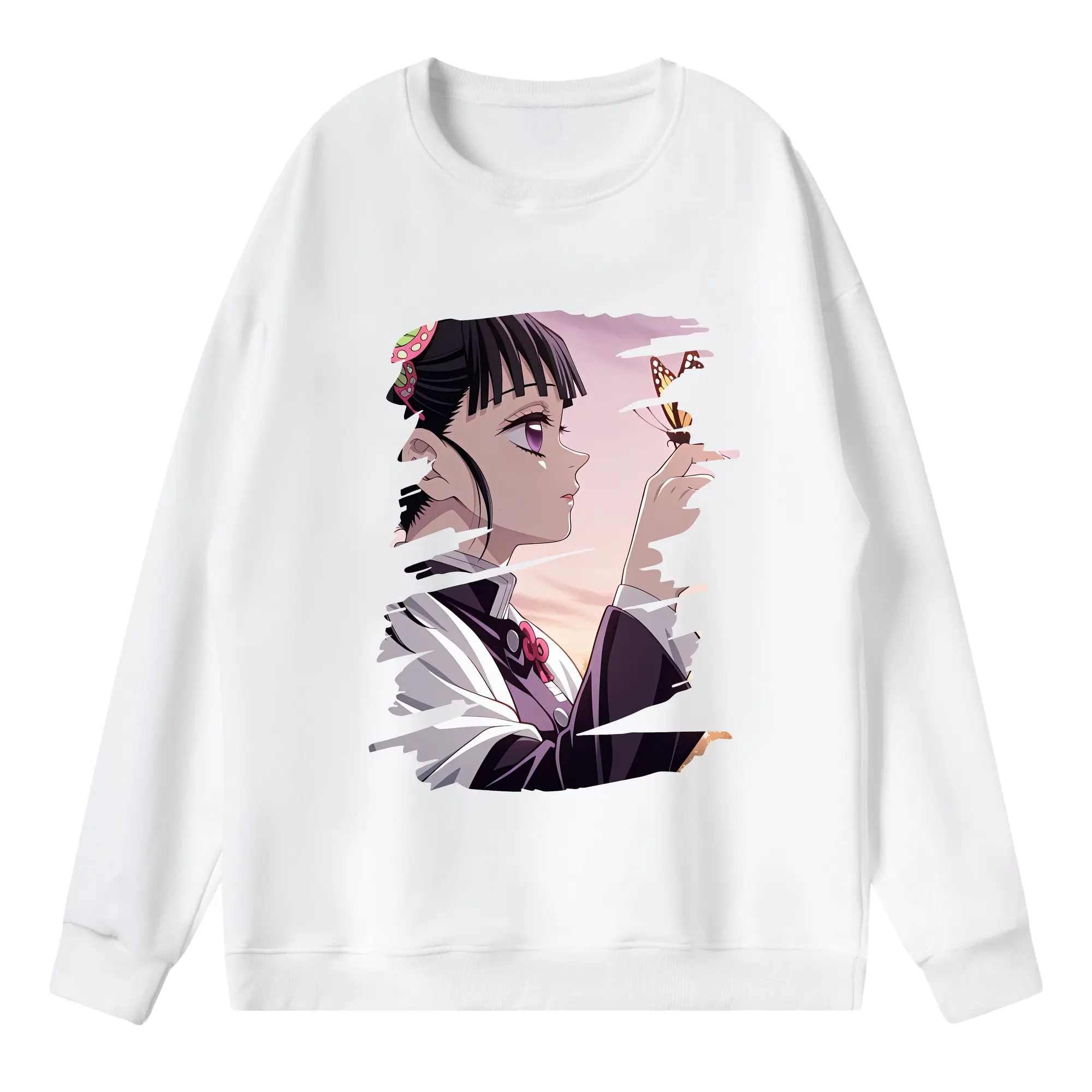 鬼滅の刃 グッズ,栗花落 カナヲ - 薄手 クルーネック スウェット 裏毛260g · ポリエステル 春秋向け カジュアル 男女兼用 · トレーナー デイリー スポーツ 散歩に最適