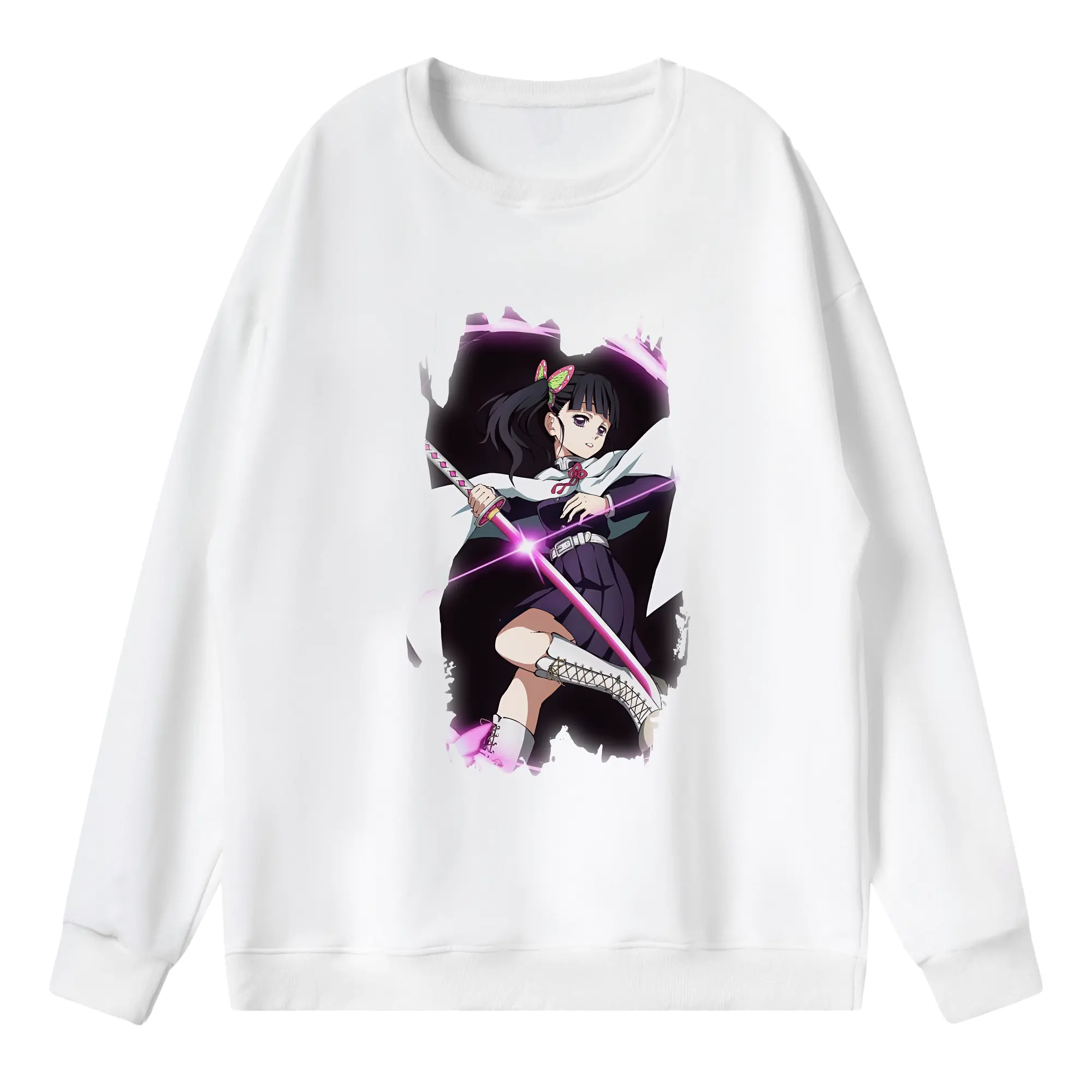 鬼滅の刃 グッズ,栗花落 カナヲ - 薄手 クルーネック スウェット 裏毛260g · ポリエステル 春秋向け カジュアル 男女兼用 · トレーナー デイリー スポーツ 散歩に最適