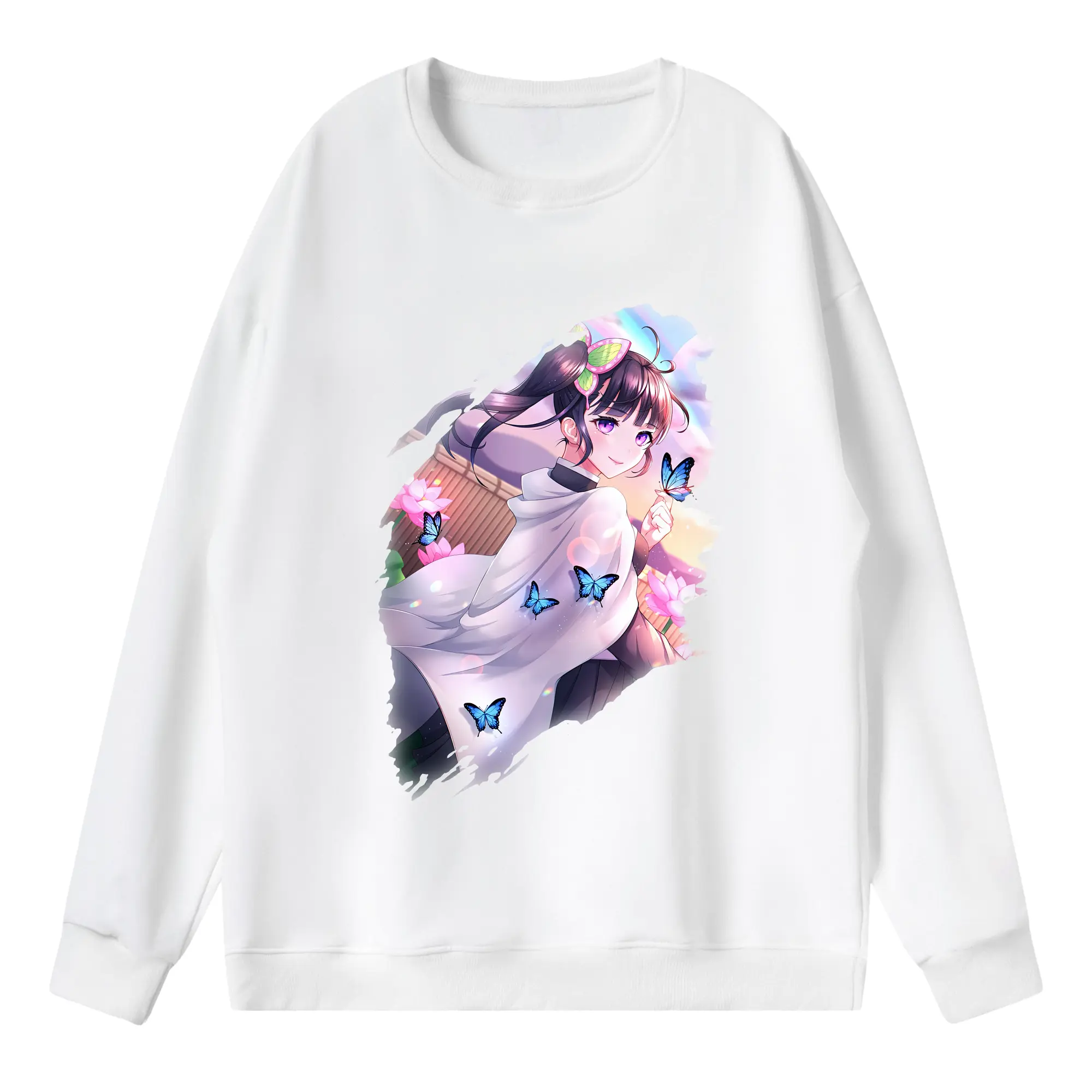 鬼滅の刃 グッズ,栗花落 カナヲ - 薄手 クルーネック スウェット 裏毛260g · ポリエステル 春秋向け カジュアル 男女兼用 · トレーナー デイリー スポーツ 散歩に最適