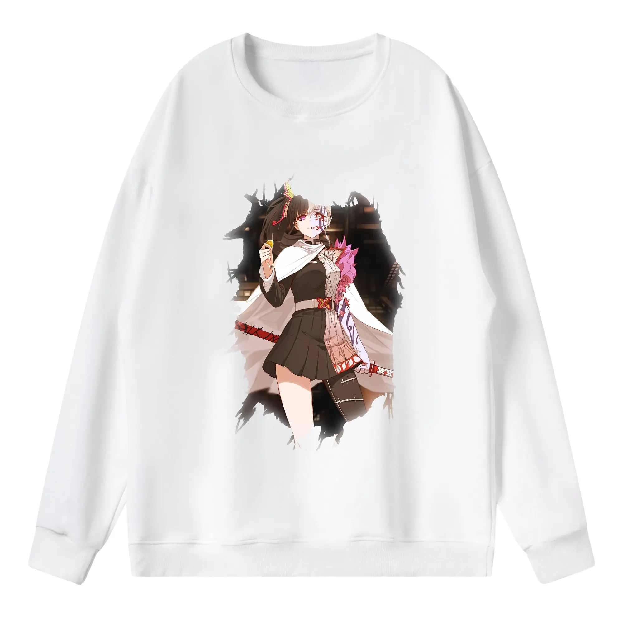 鬼滅の刃 グッズ,栗花落 カナヲ - 薄手 クルーネック スウェット 裏毛260g · ポリエステル 春秋向け カジュアル 男女兼用 · トレーナー デイリー スポーツ 散歩に最適