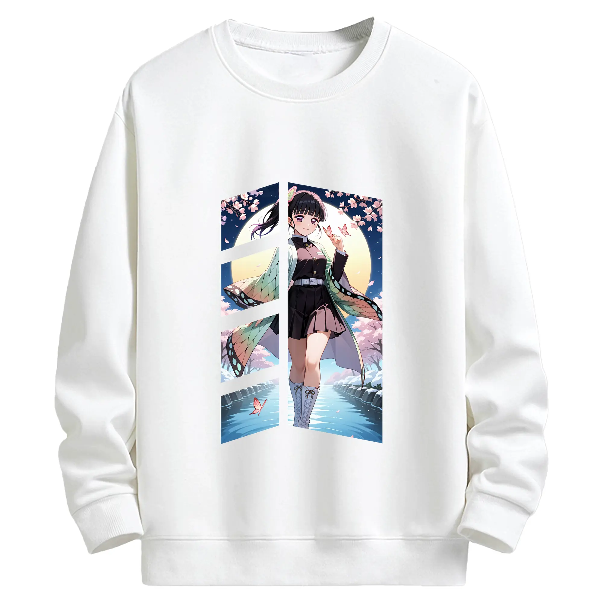 鬼滅の刃 グッズ,栗花落 カナヲ - キッズ クルーネックスウェットシャツ ・ フロントプリント ・ 綿80％ ポリエステル20％ ・ 快適 通学 スポーツ 日常使い お散歩用