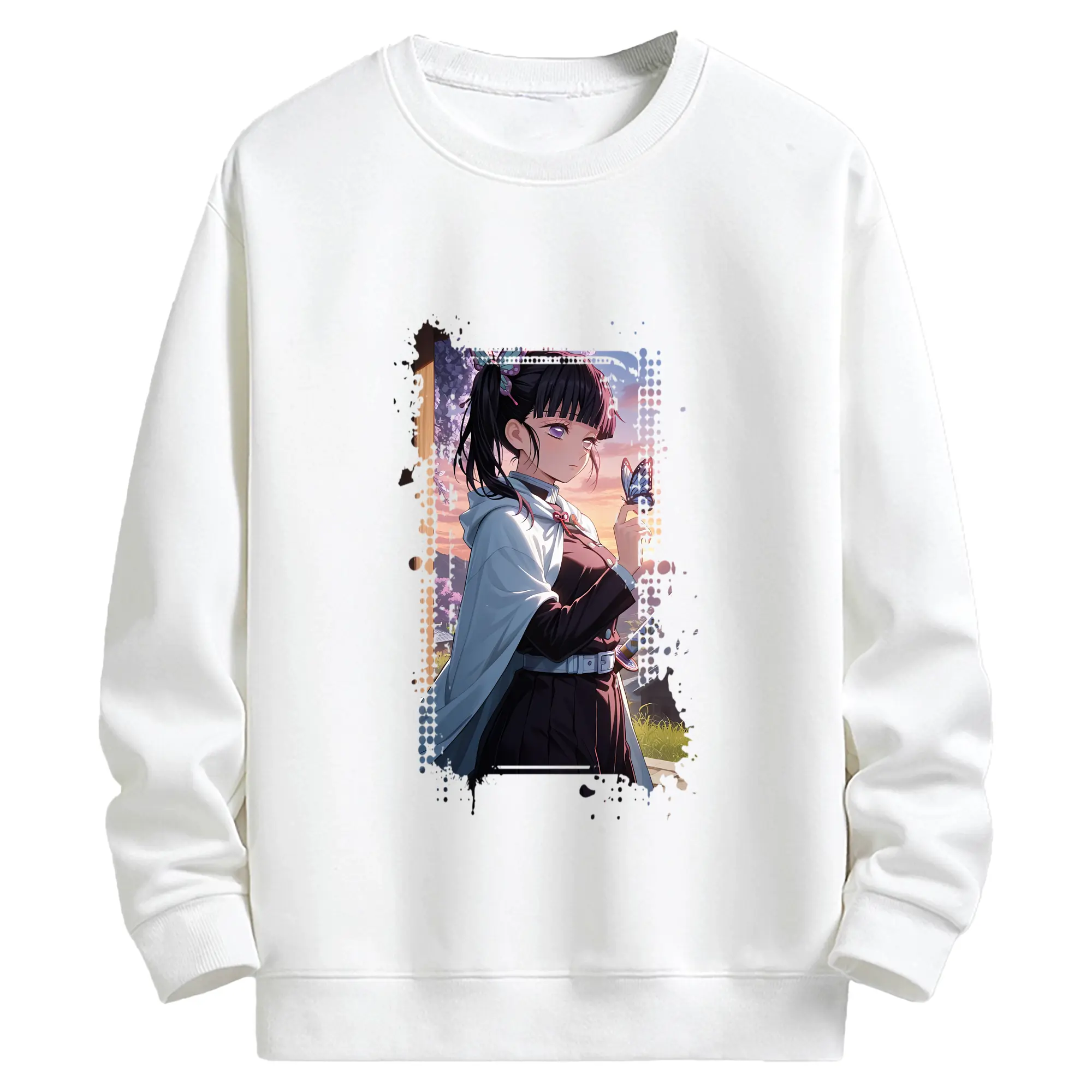 鬼滅の刃 グッズ,栗花落 カナヲ - キッズ クルーネックスウェットシャツ ・ フロントプリント ・ 綿80％ ポリエステル20％ ・ 快適 通学 スポーツ 日常使い お散歩用