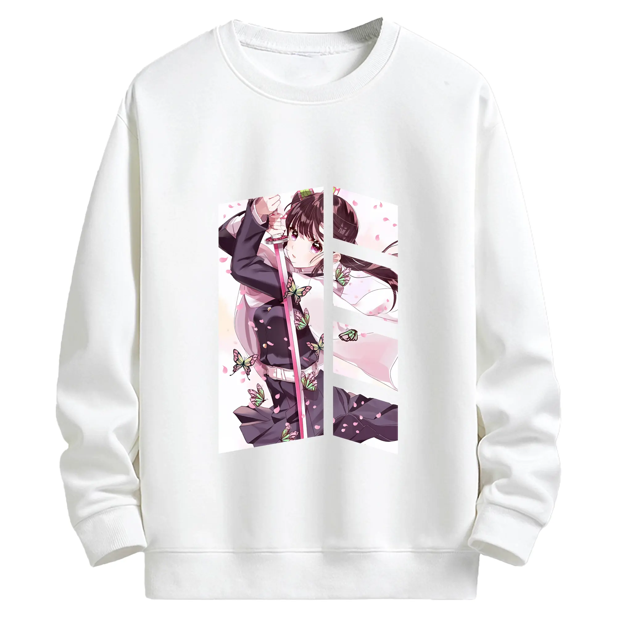 鬼滅の刃 グッズ,栗花落 カナヲ - キッズ クルーネックスウェットシャツ ・ フロントプリント ・ 綿80％ ポリエステル20％ ・ 快適 通学 スポーツ 日常使い お散歩用